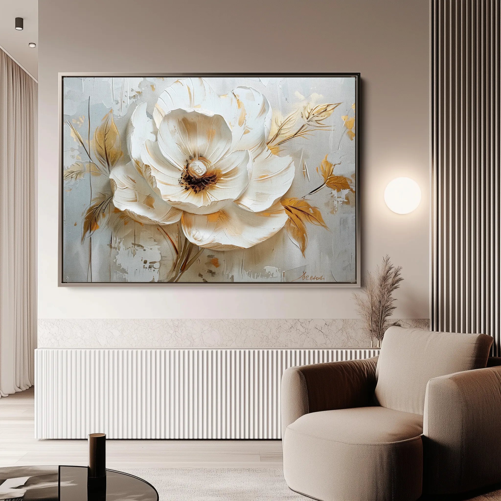 Floral 128 Canvas Art 60 x 40 cm / Black