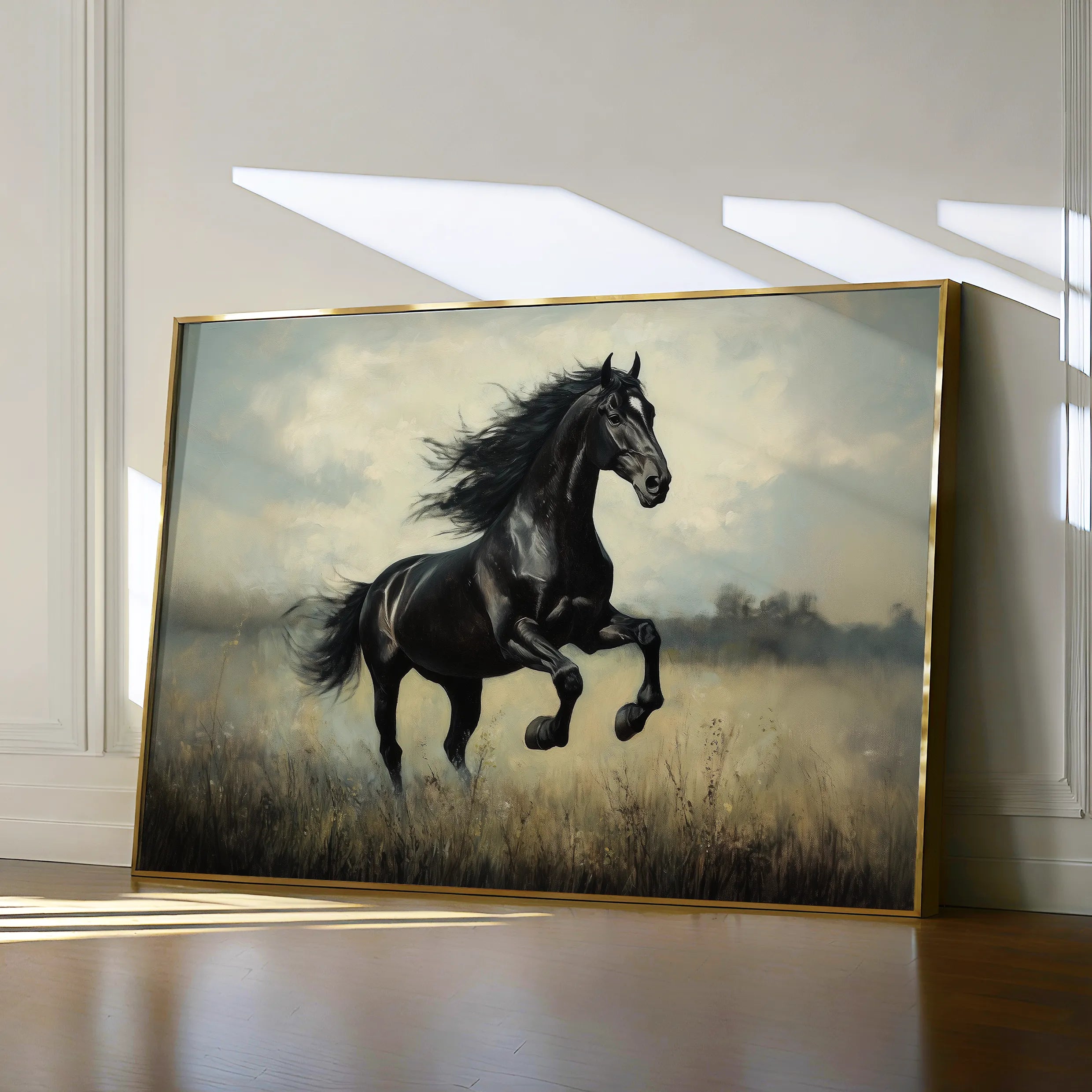 Horses 128 Canvas Art 60 x 40 cm / Black
