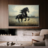 Horses 128 Canvas Art 60 x 40 cm / Black