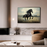 Horses 128 Canvas Art 60 x 40 cm / Black