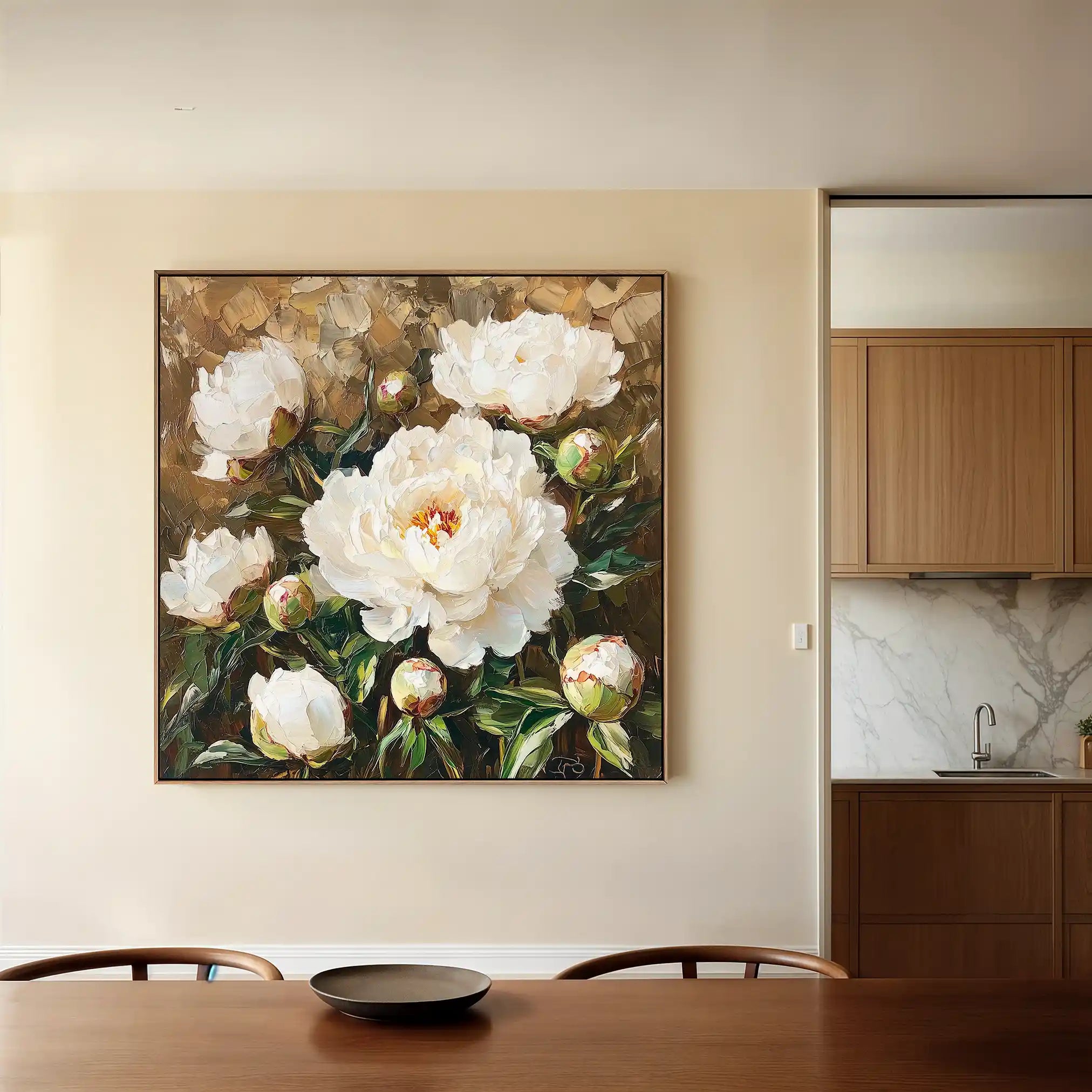 Floral 1280 Canvas Art 60 x 60 cm / Black