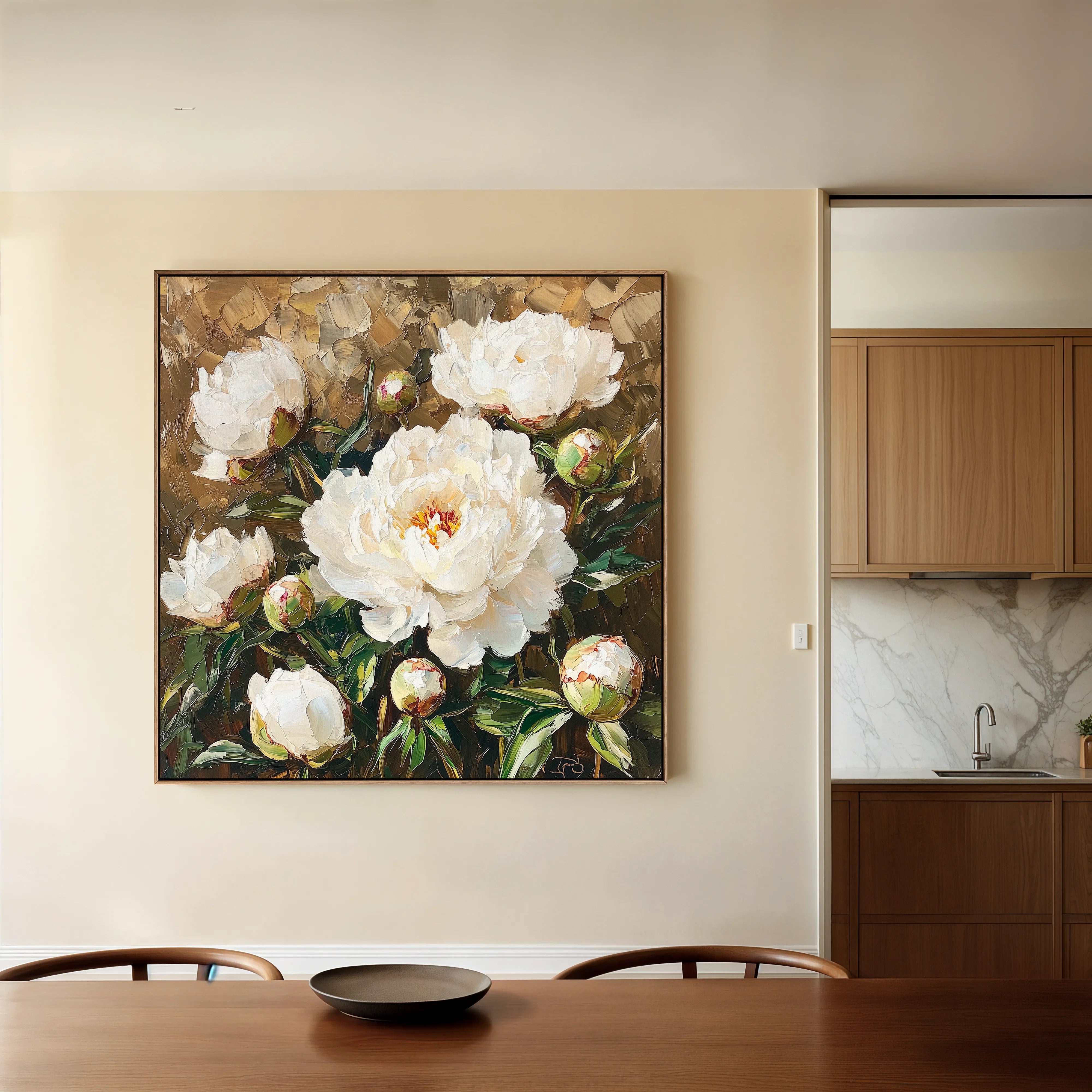 Floral 1280 Canvas Art 60 x 60 cm / Black