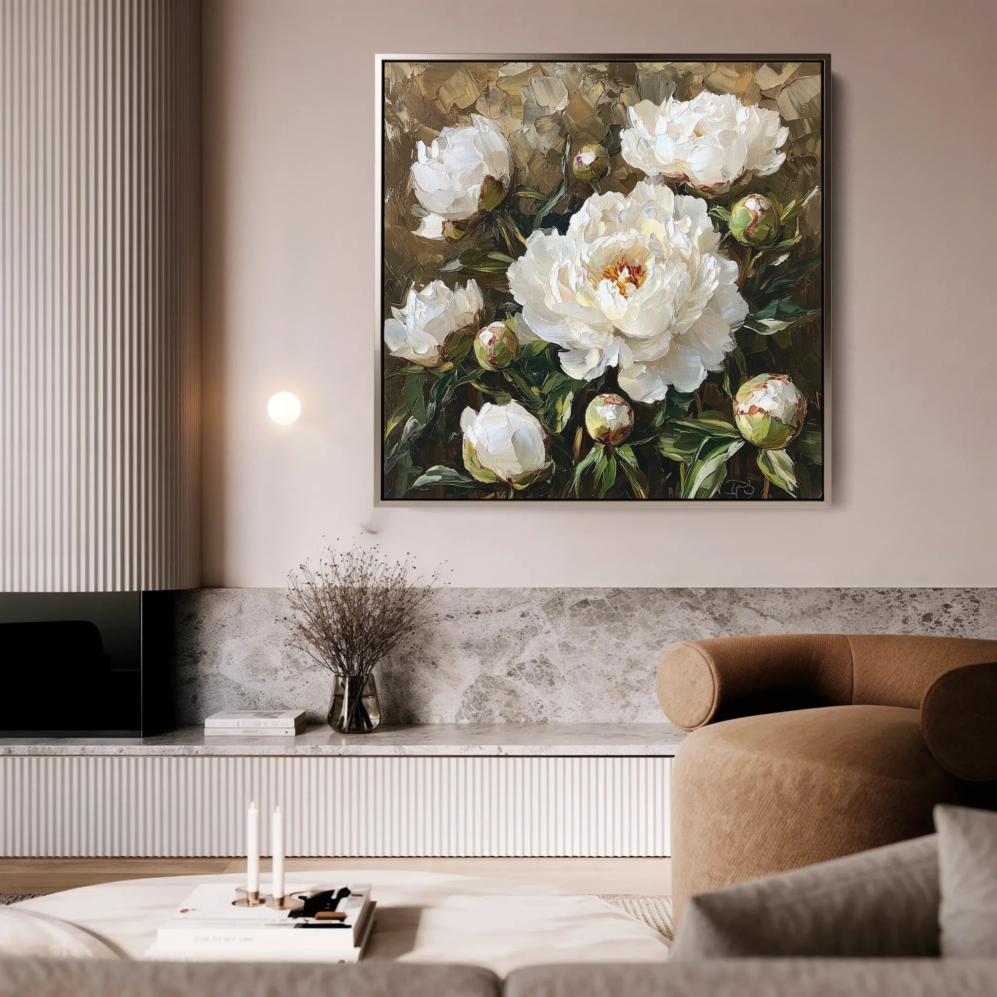 Floral 1280 Canvas Art 60 x 60 cm / Black
