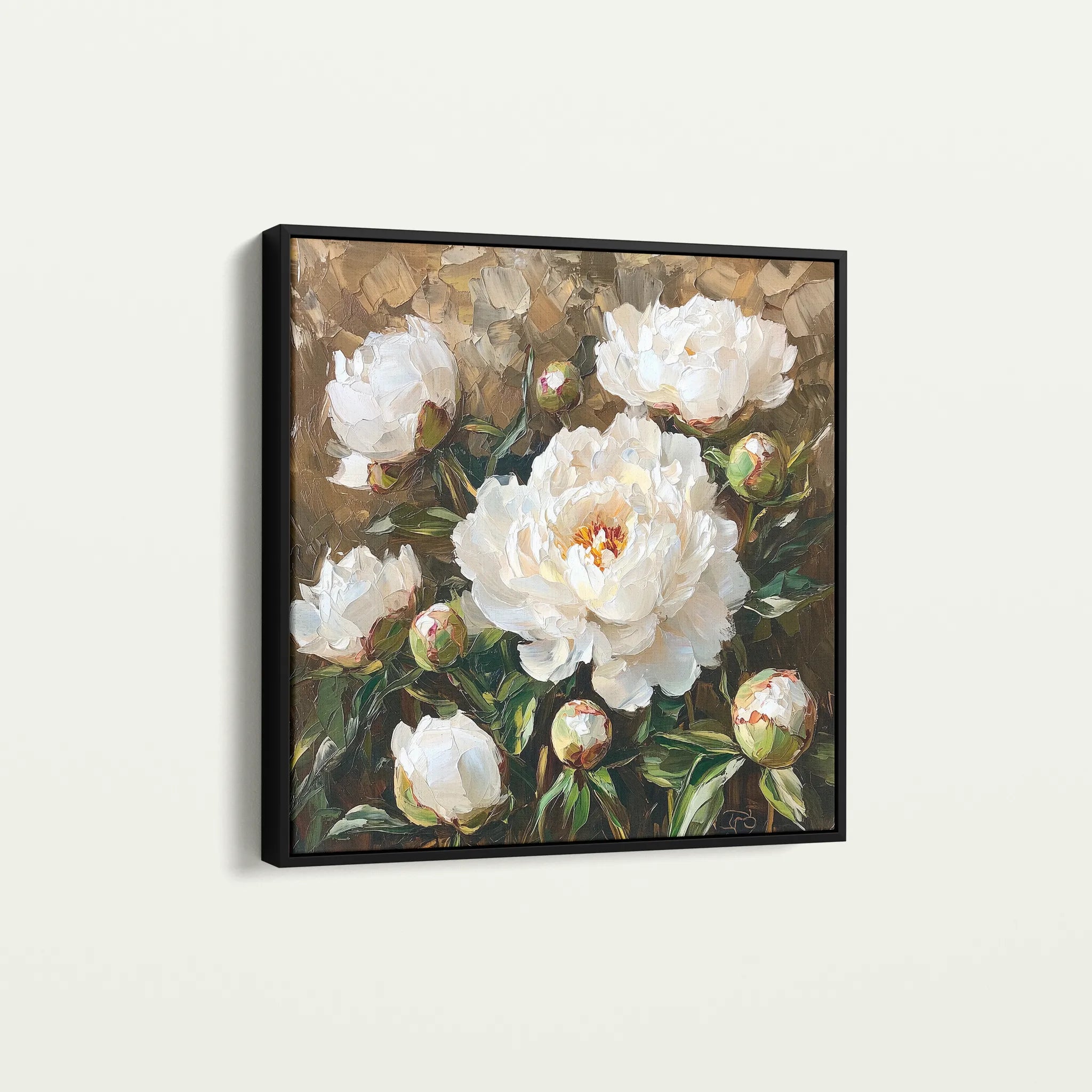 Floral 1280 Canvas Art 60 x 60 cm / Black
