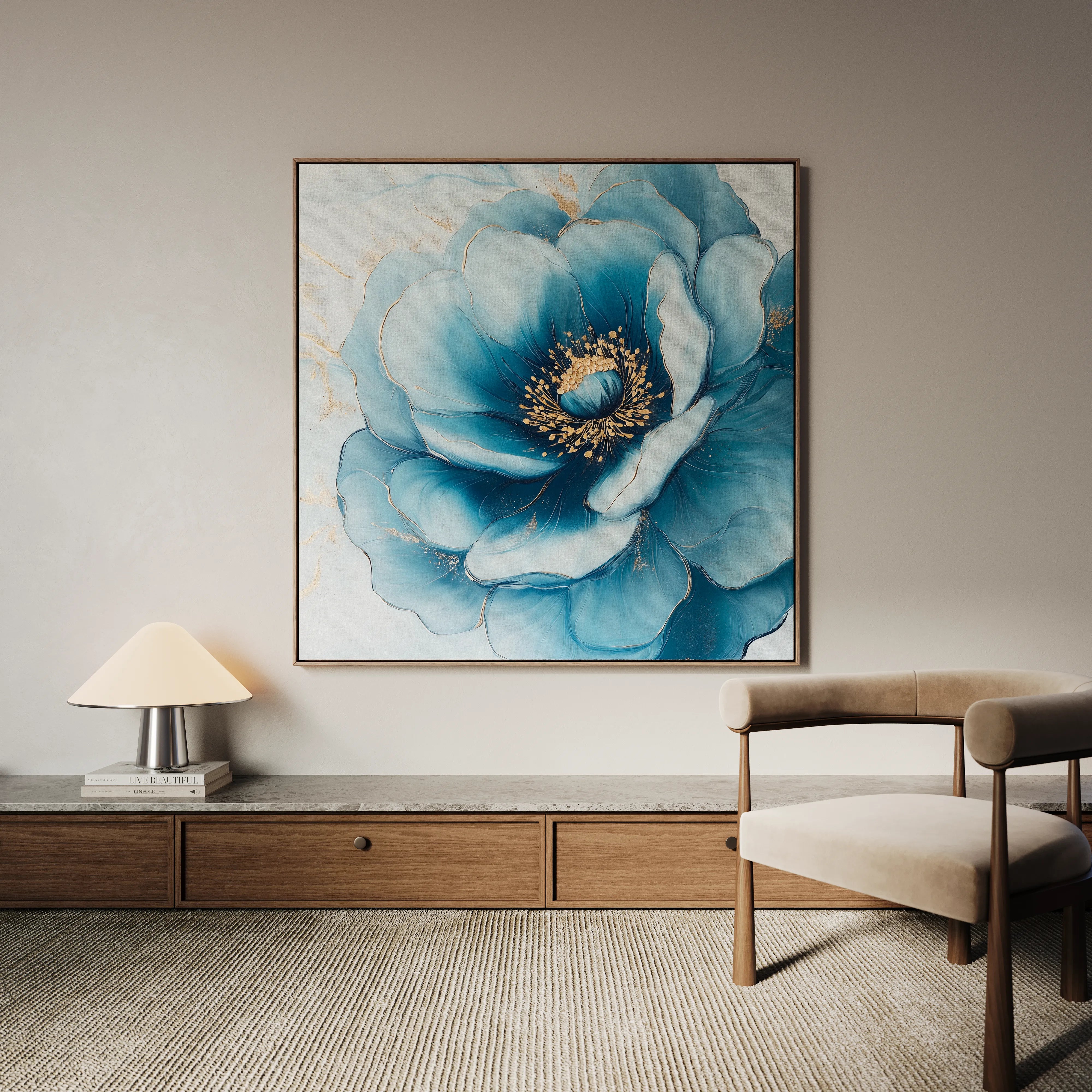 Floral 1281 Canvas Art 60 x 60 cm / Black
