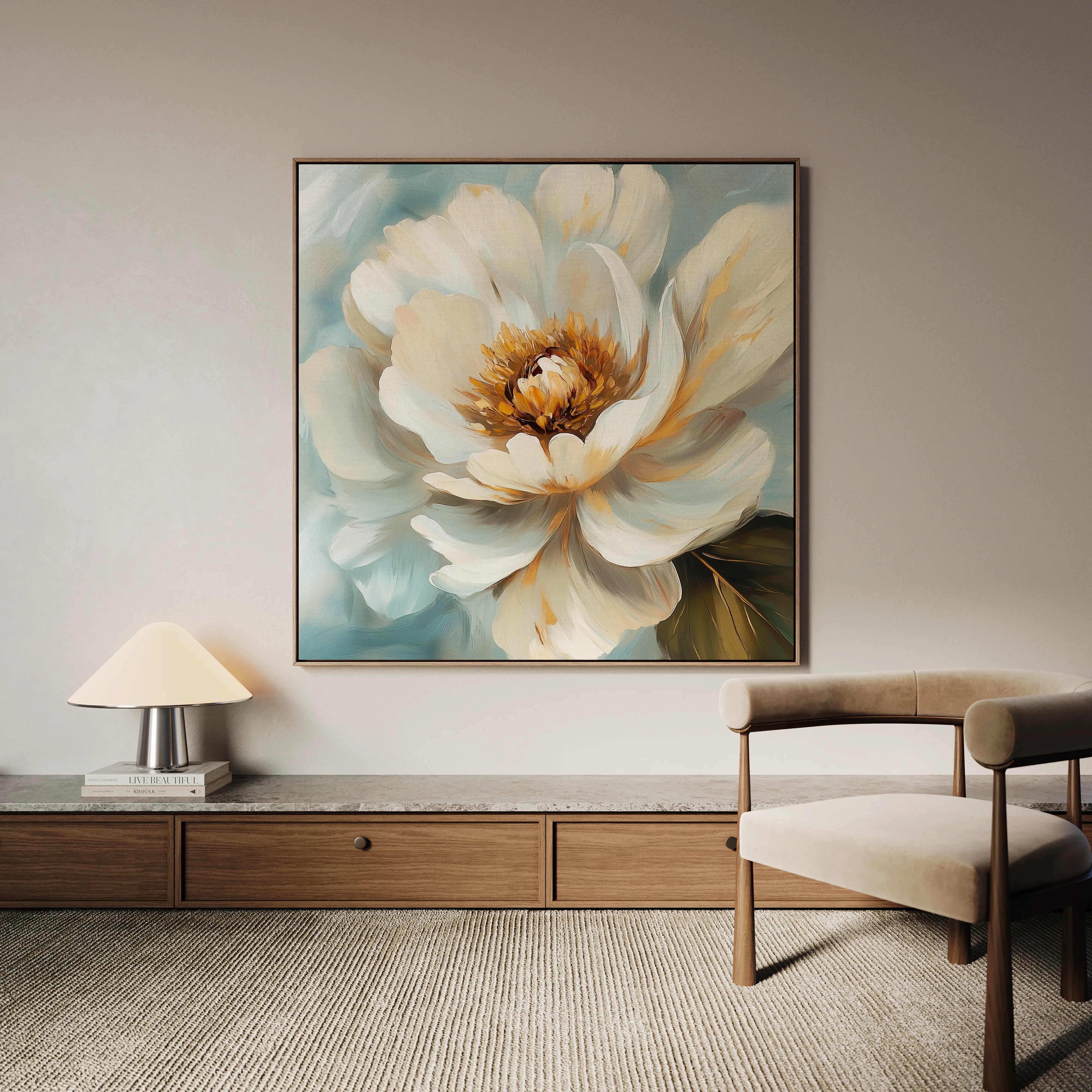 Floral 1282 Canvas Art 60 x 60 cm / Black