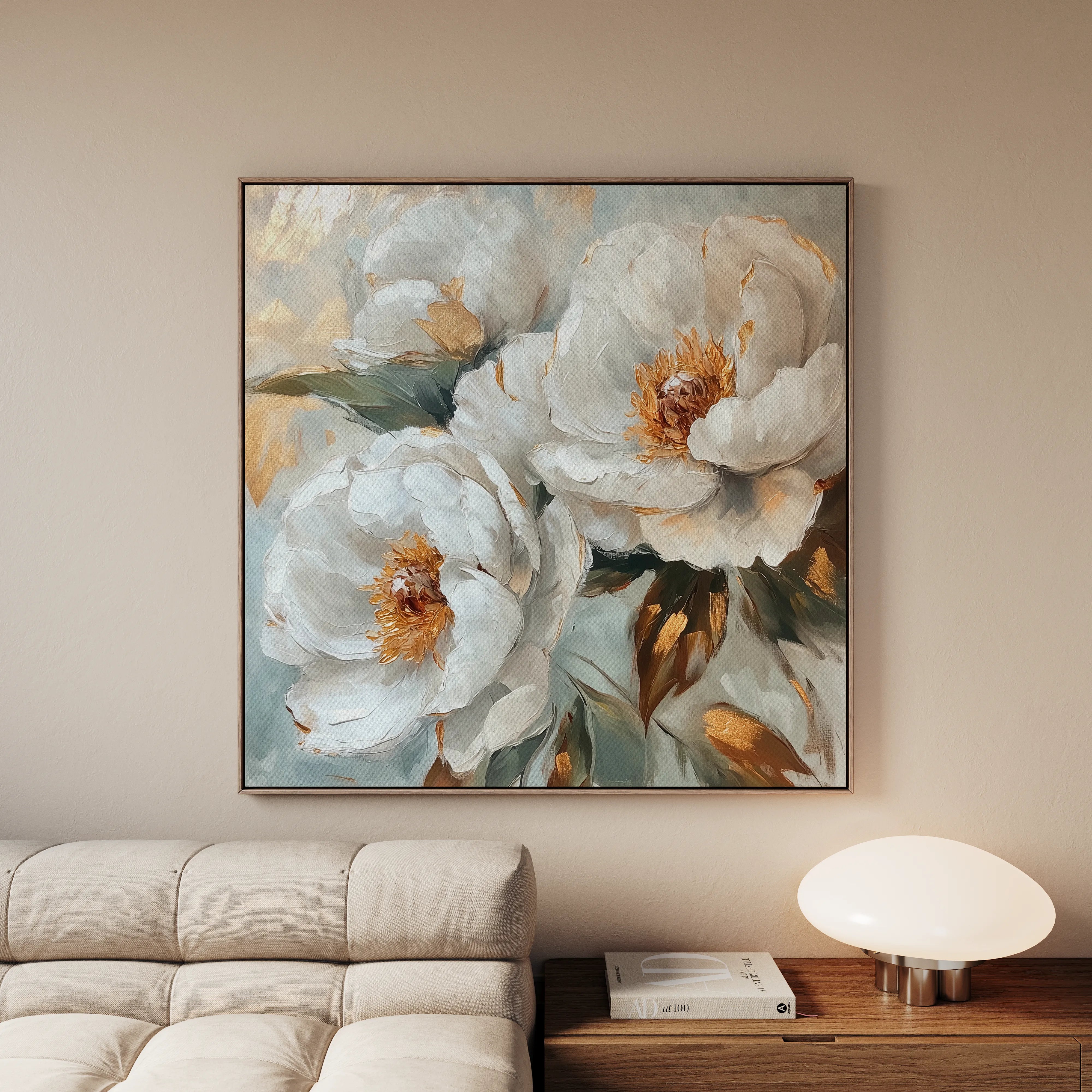 Floral 1284 Canvas Art 60 x 60 cm / Black