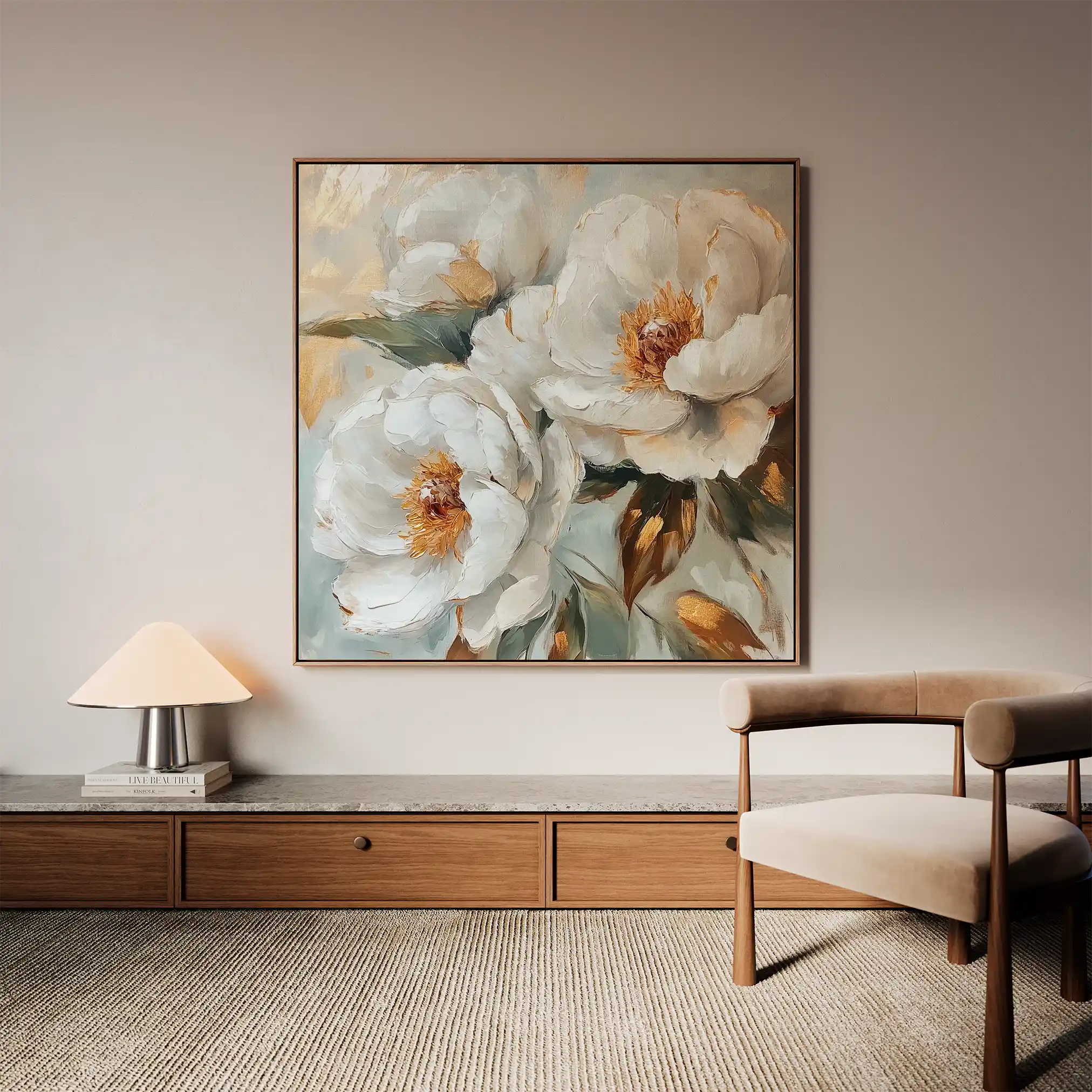 Floral 1284 Canvas Art 60 x 60 cm / Black