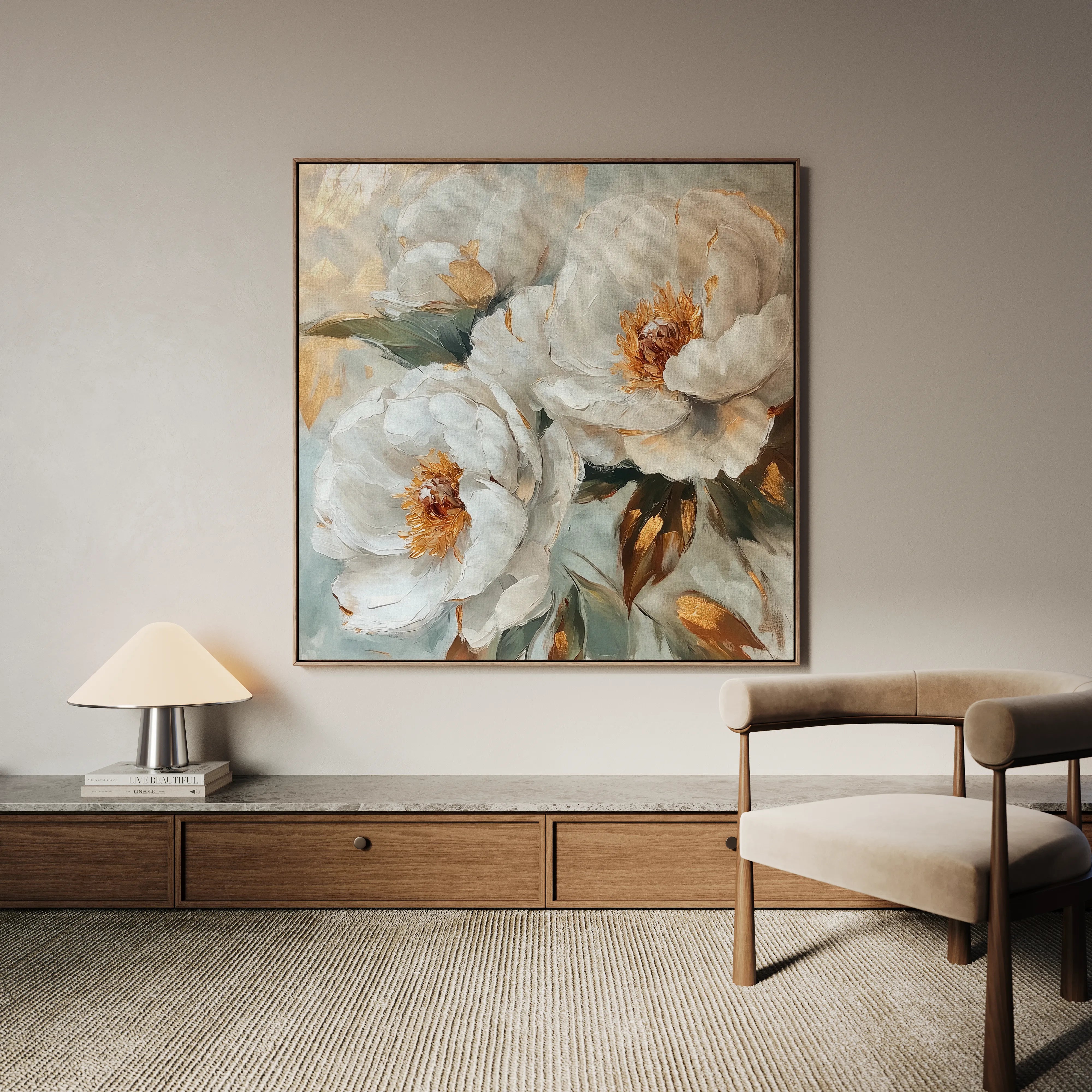 Floral 1284 Canvas Art 60 x 60 cm / Black