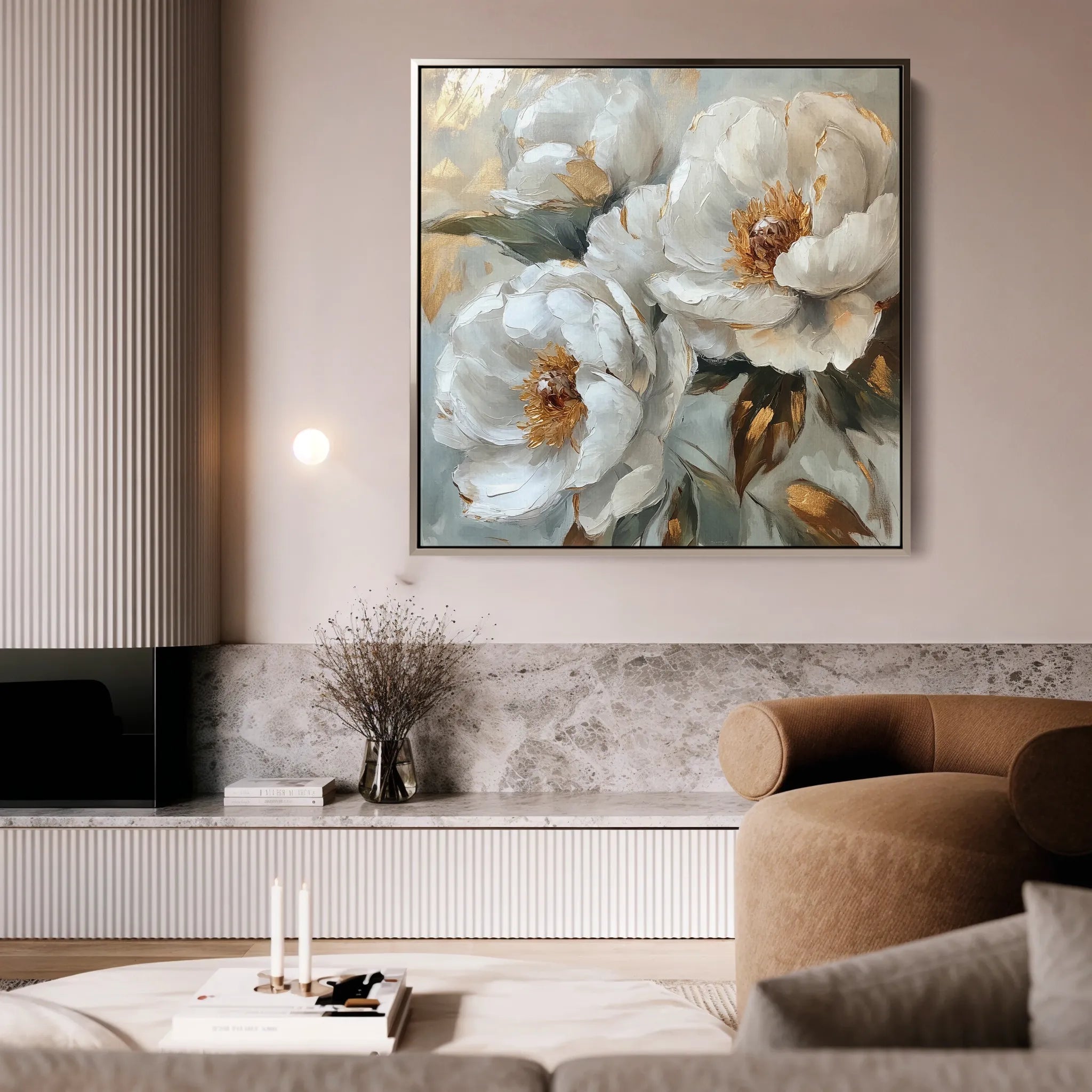 Floral 1284 Canvas Art 60 x 60 cm / Black