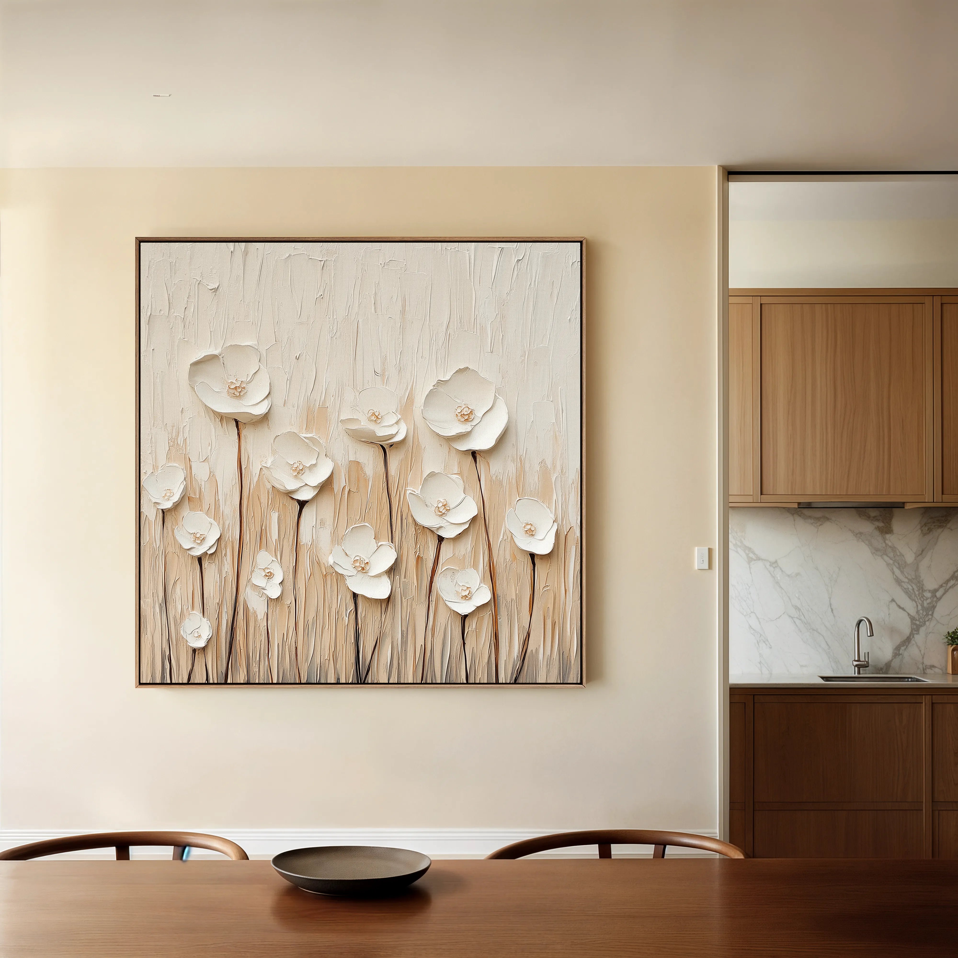 Floral 1285 Canvas Art 60 x 60 cm / Black