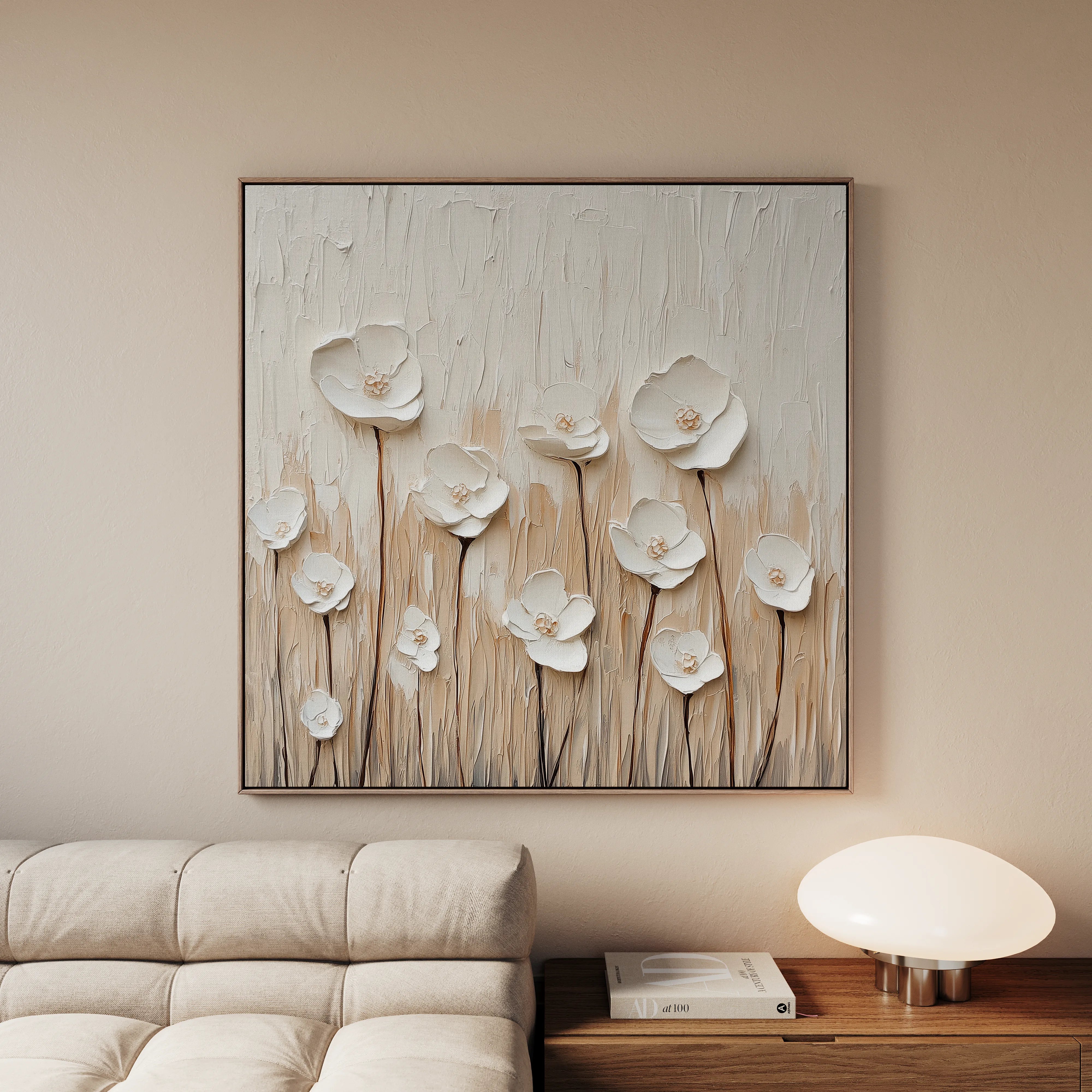 Floral 1285 Canvas Art 60 x 60 cm / Black