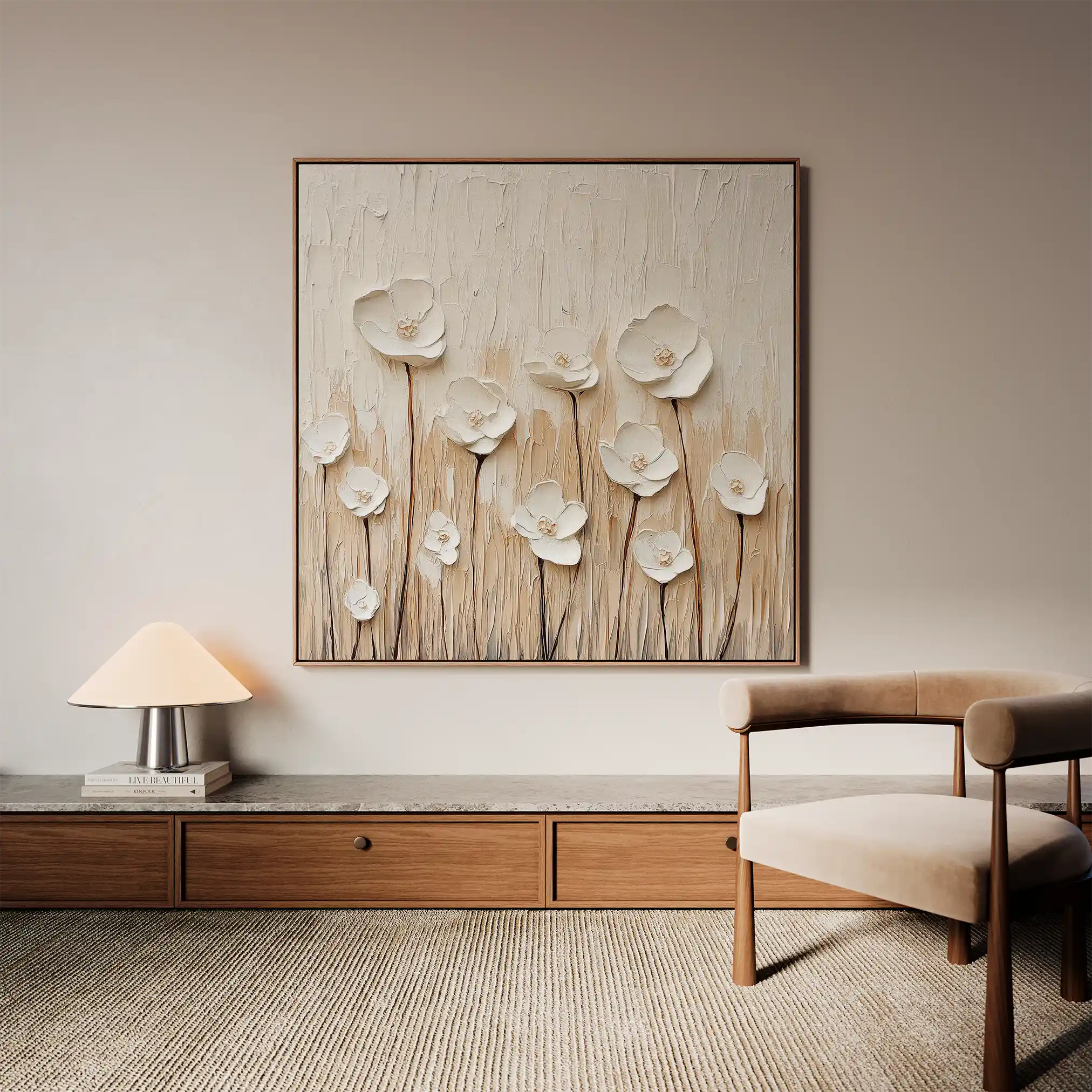 Floral 1285 Canvas Art 60 x 60 cm / Black