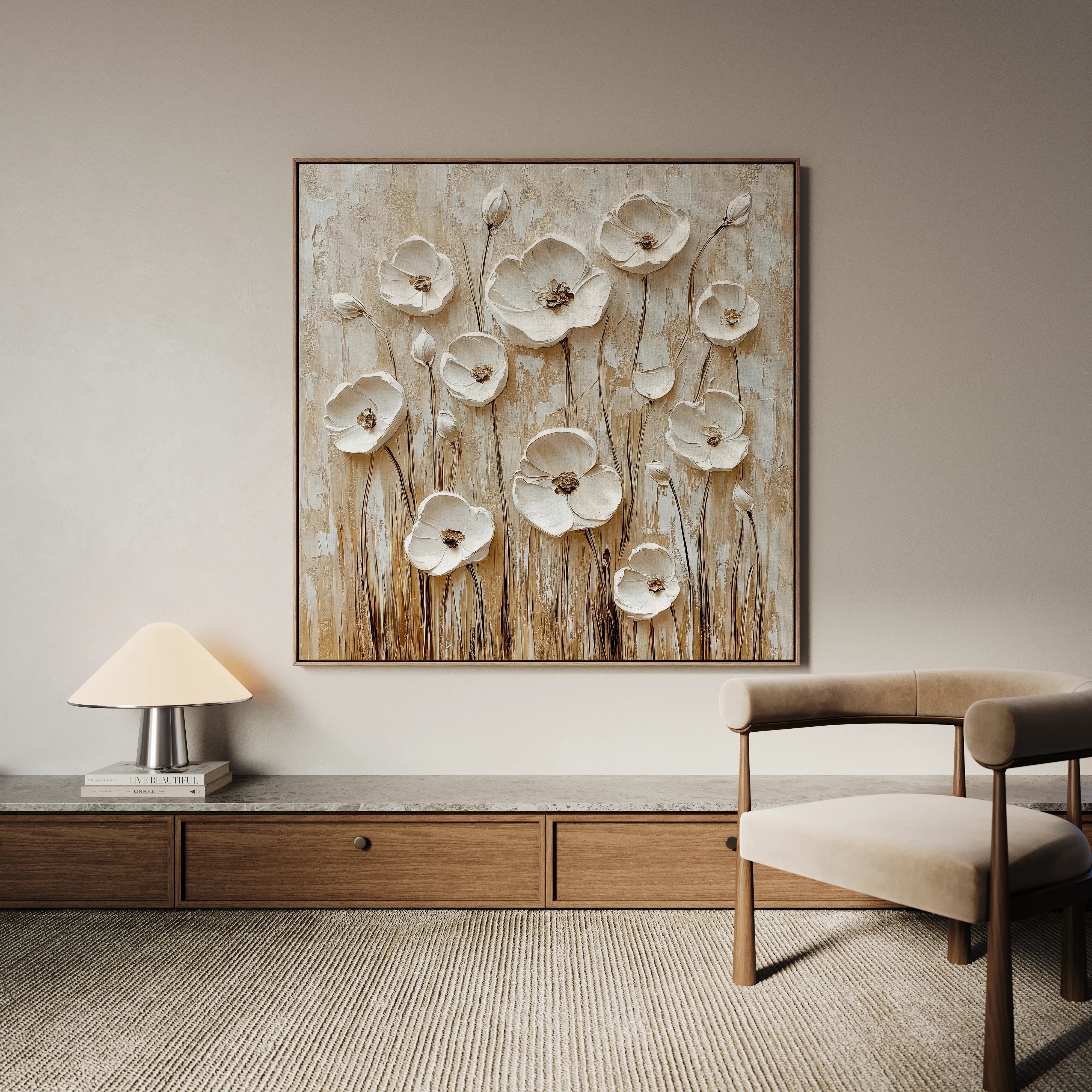 Floral 1286 Canvas Art 60 x 60 cm / Black
