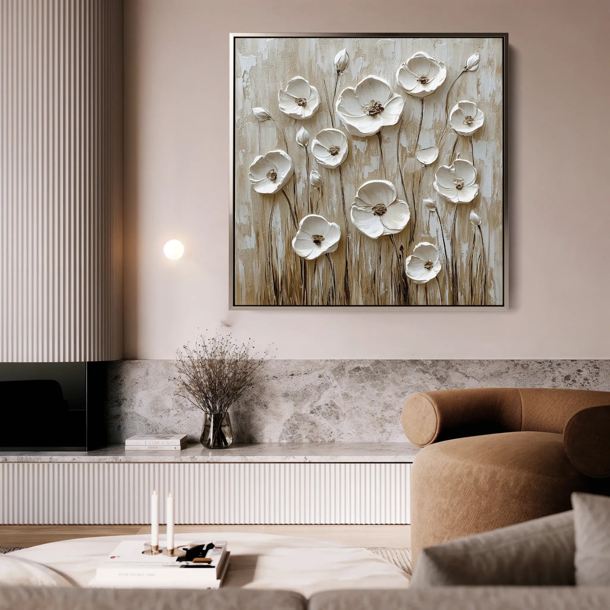 Floral 1286 Canvas Art 60 x 60 cm / Black