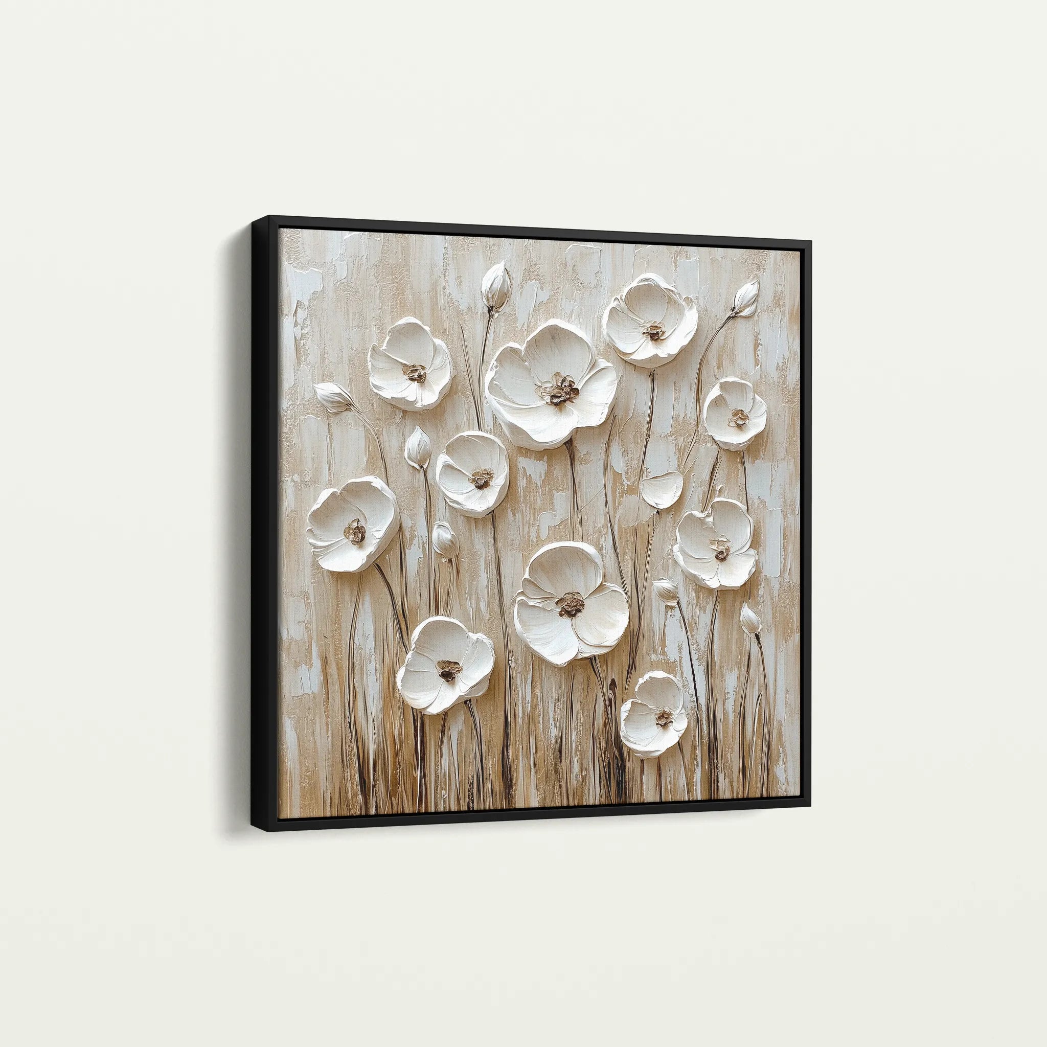 Floral 1286 Canvas Art 60 x 60 cm / Black