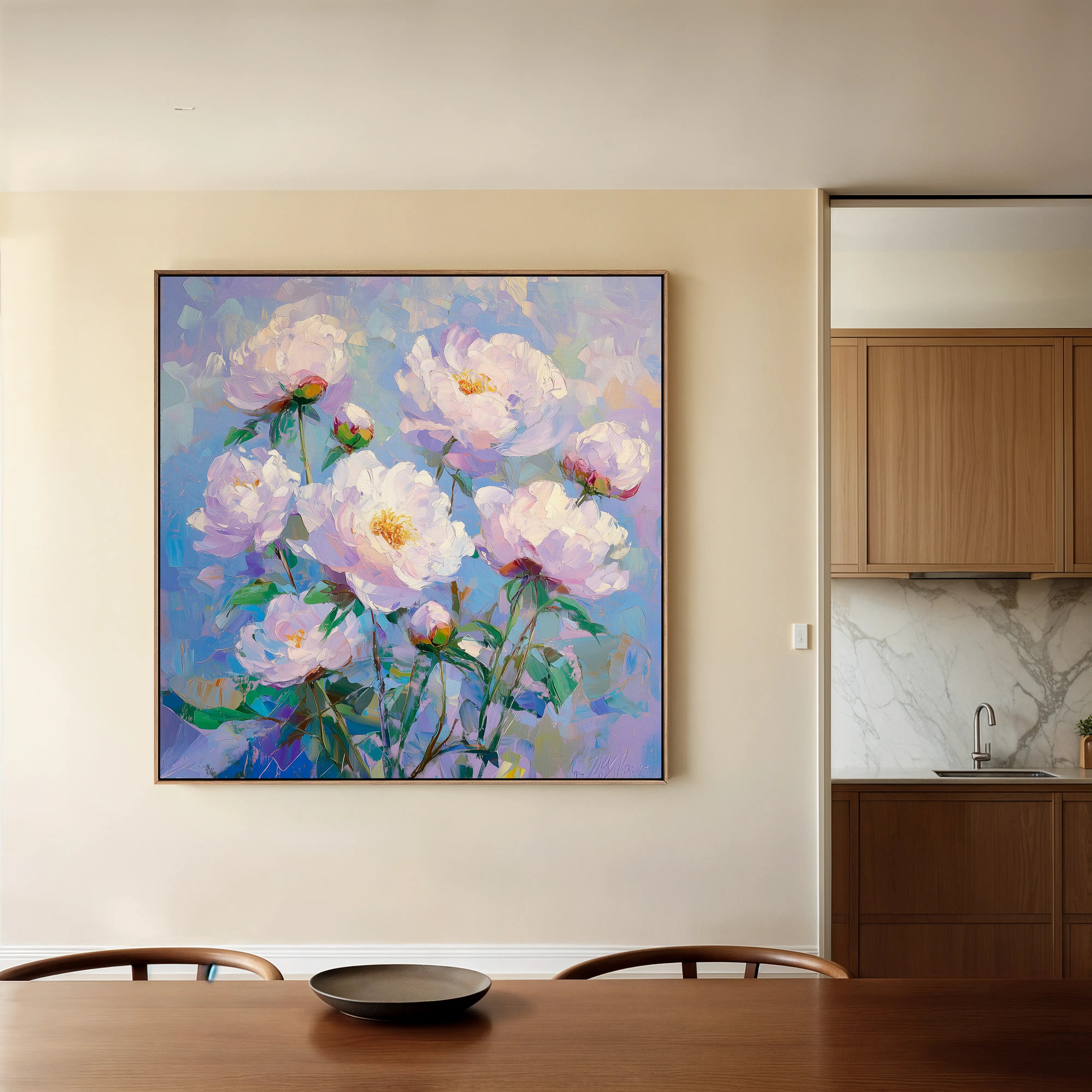 Floral 1290 Canvas Art 60 x 60 cm / Black