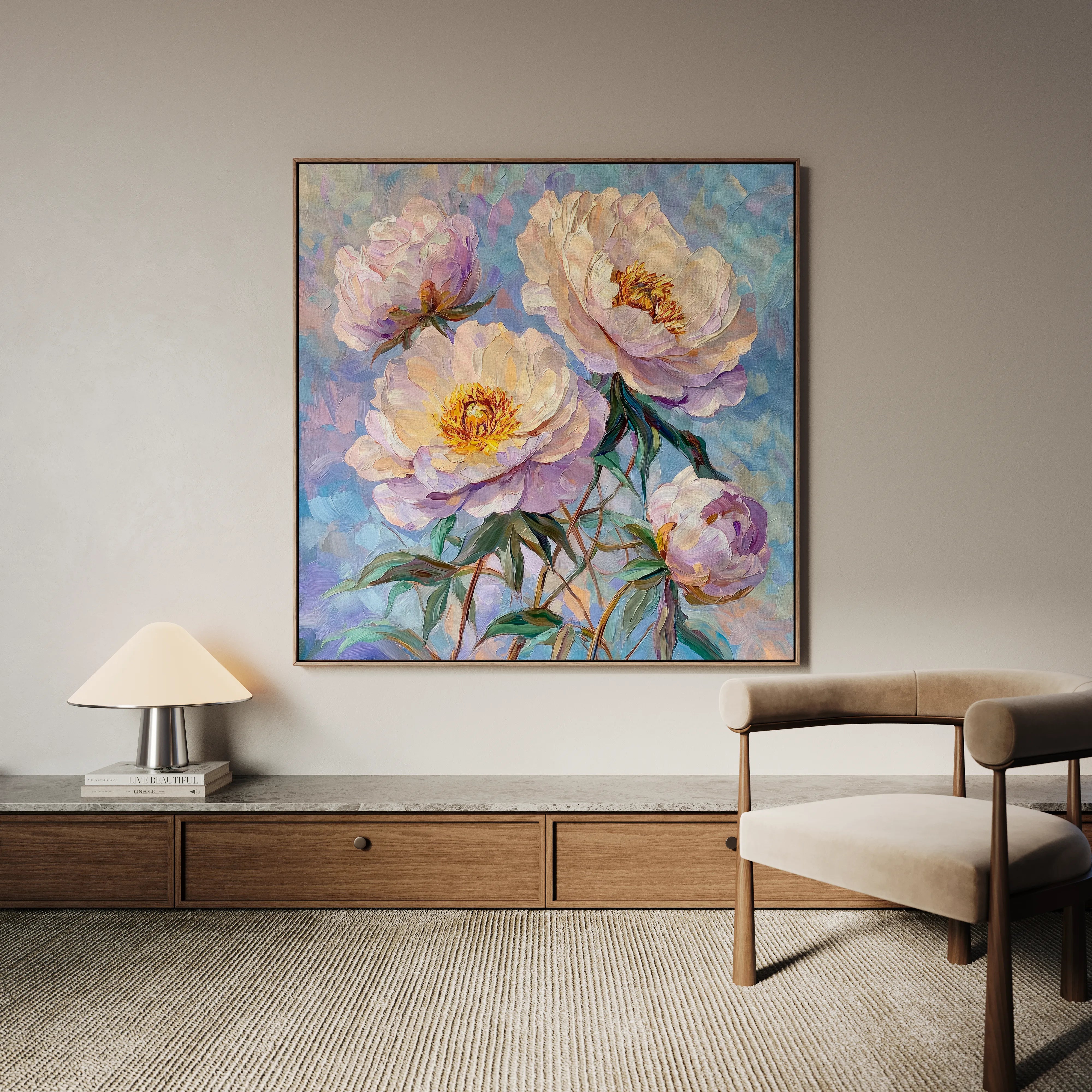 Floral 1291 Canvas Art 60 x 60 cm / Black