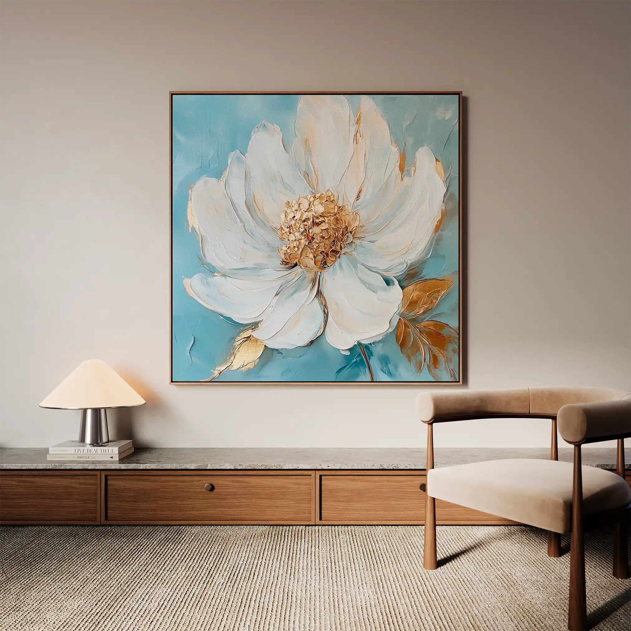 Floral 1294 Canvas Art 60 x 60 cm / Black