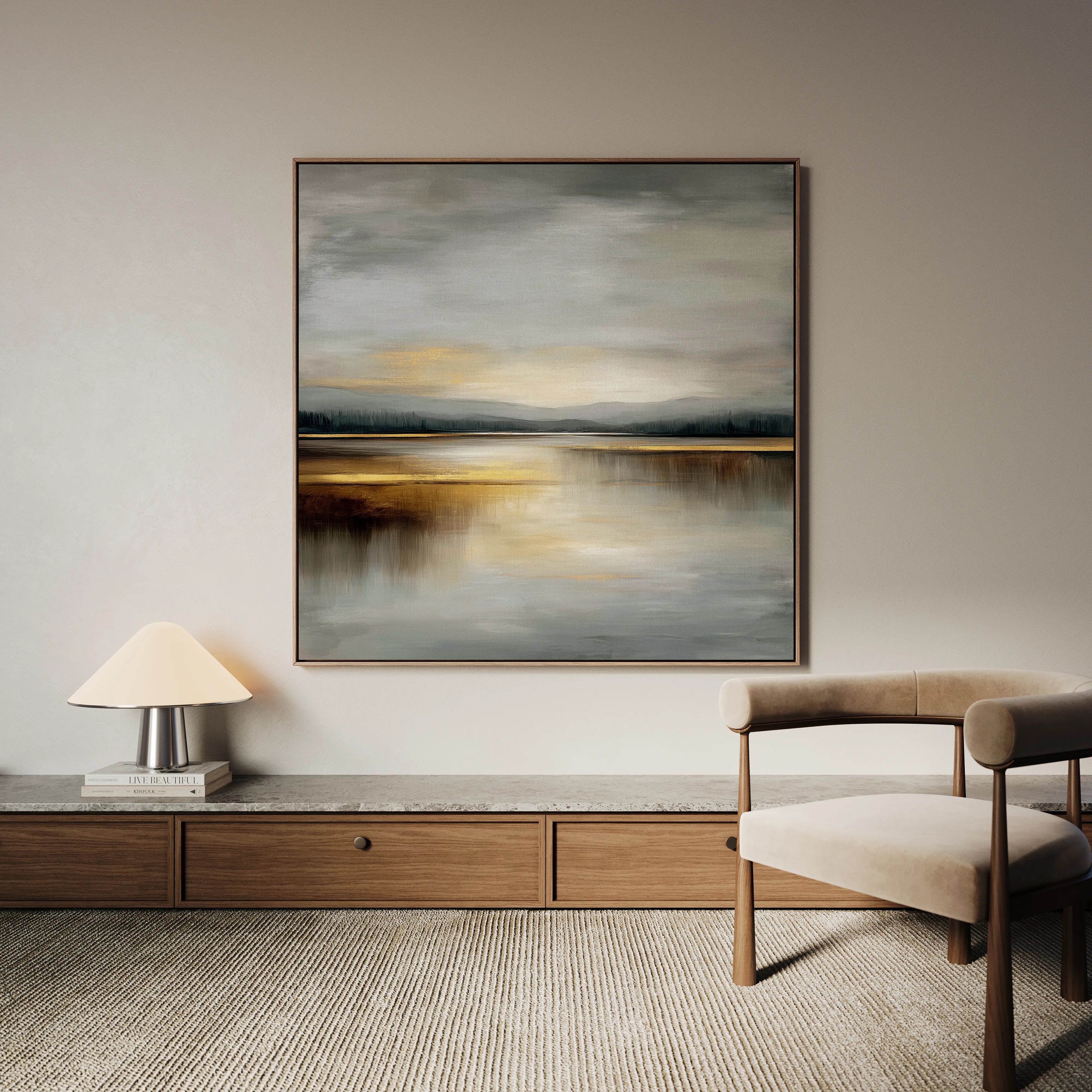 Abstract 1295 Canvas Art 60 x 60 cm / Black