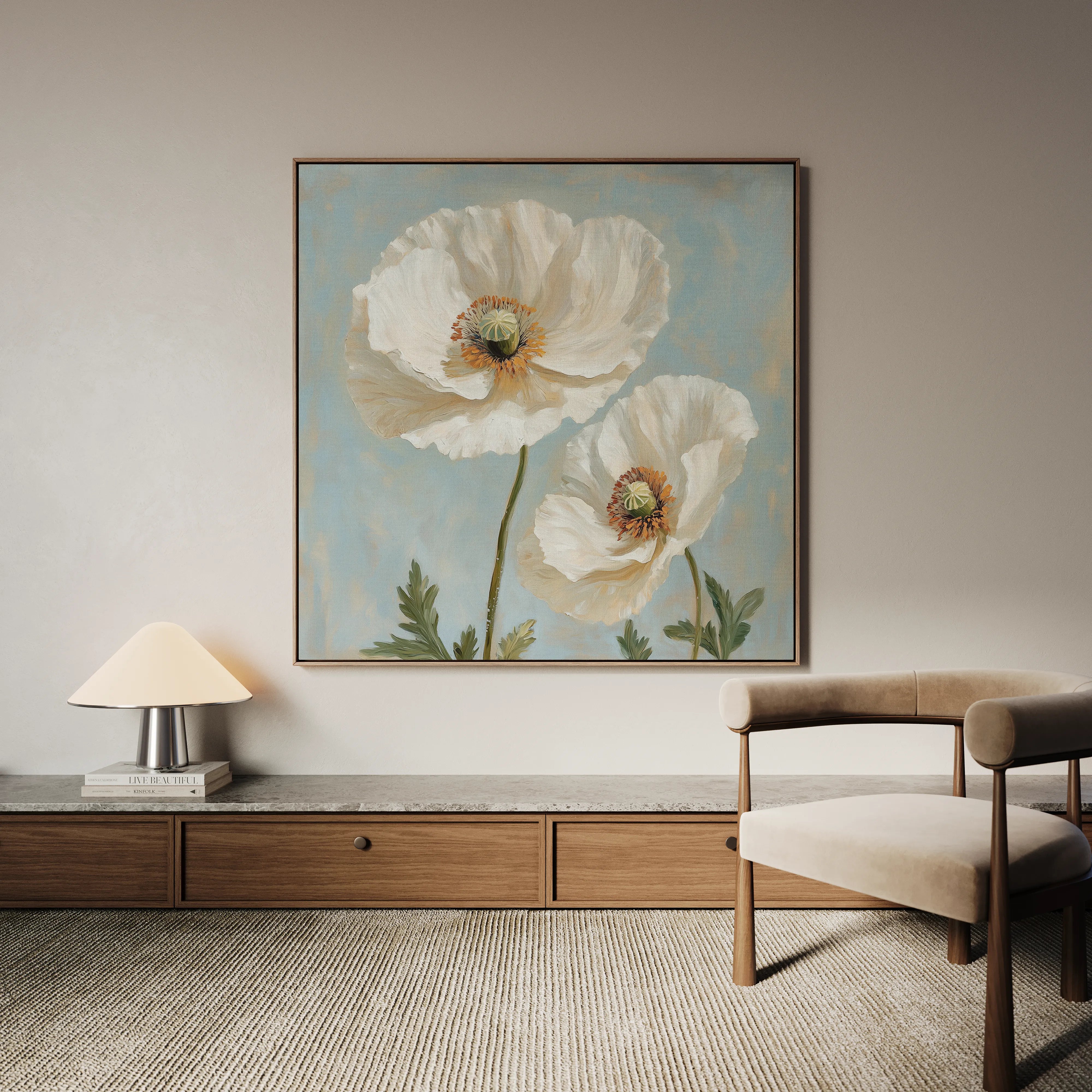 Floral 1296 Canvas Art 60 x 60 cm / Black