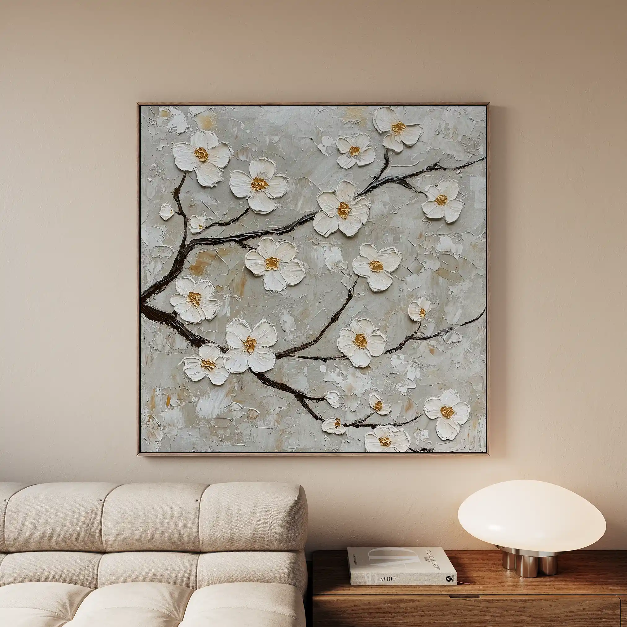 Floral 1297 Canvas Art 60 x 60 cm / Black