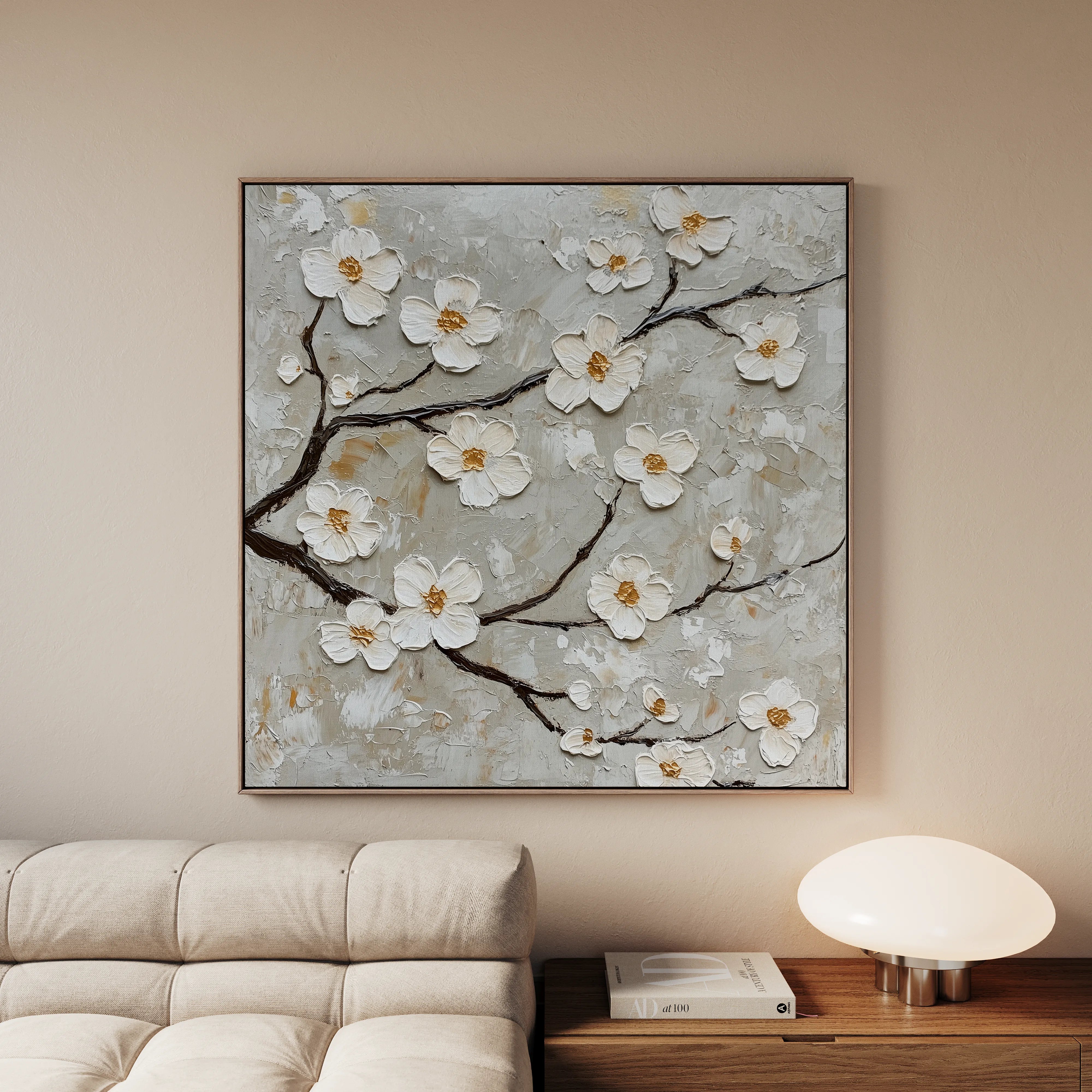 Floral 1297 Canvas Art 60 x 60 cm / Black