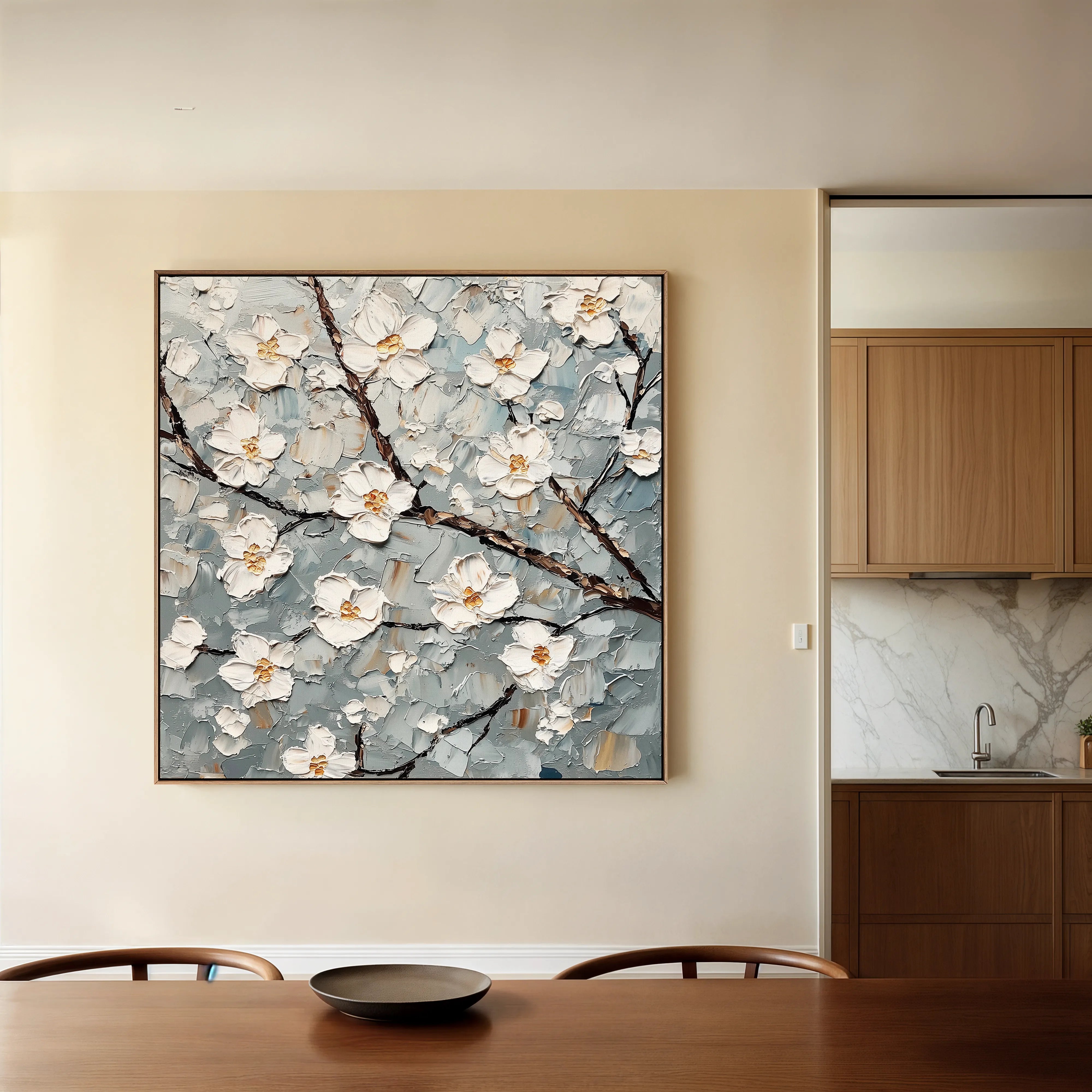 Floral 1298 Canvas Art 60 x 60 cm / Black