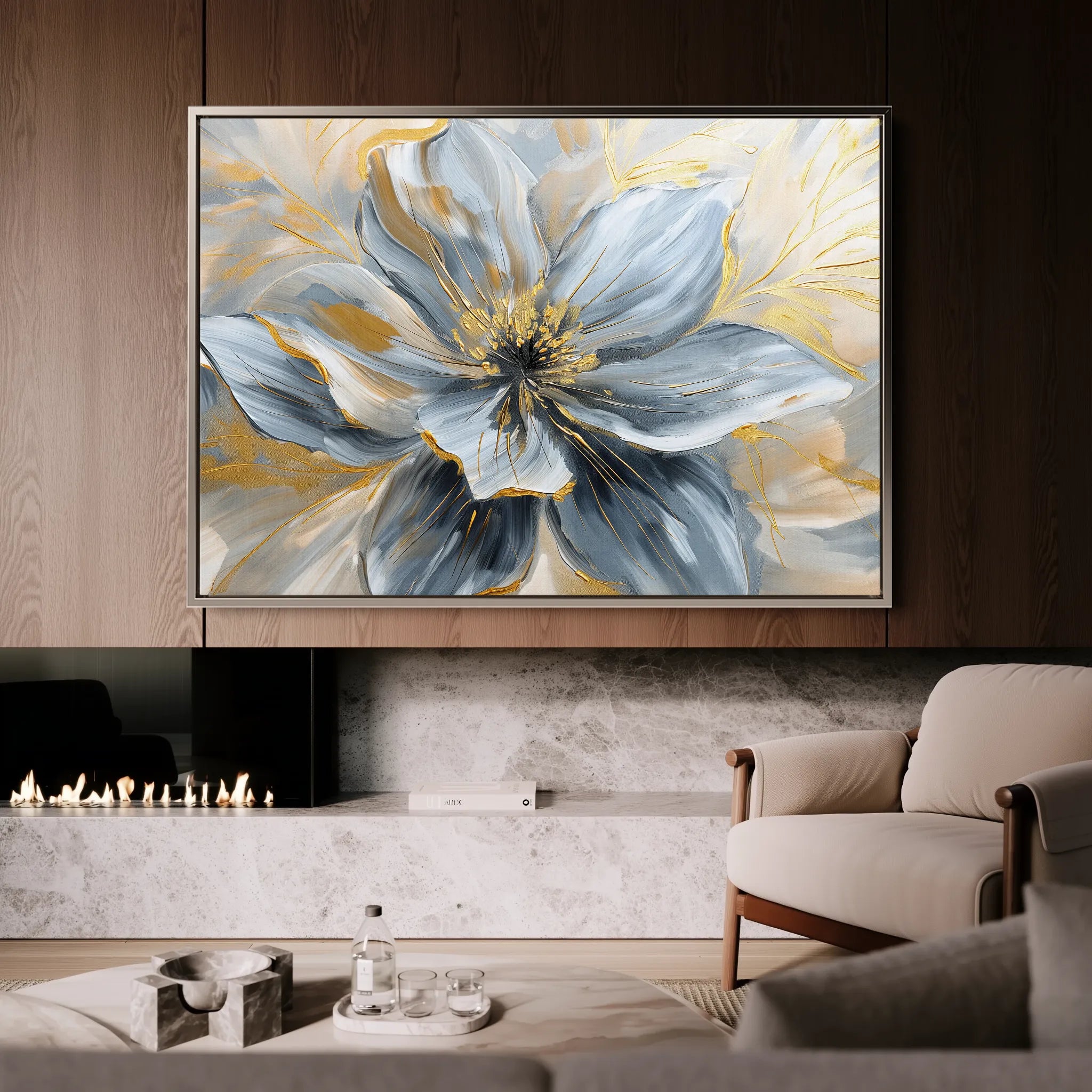 Floral 130 Canvas Art 60 x 40 cm / Black