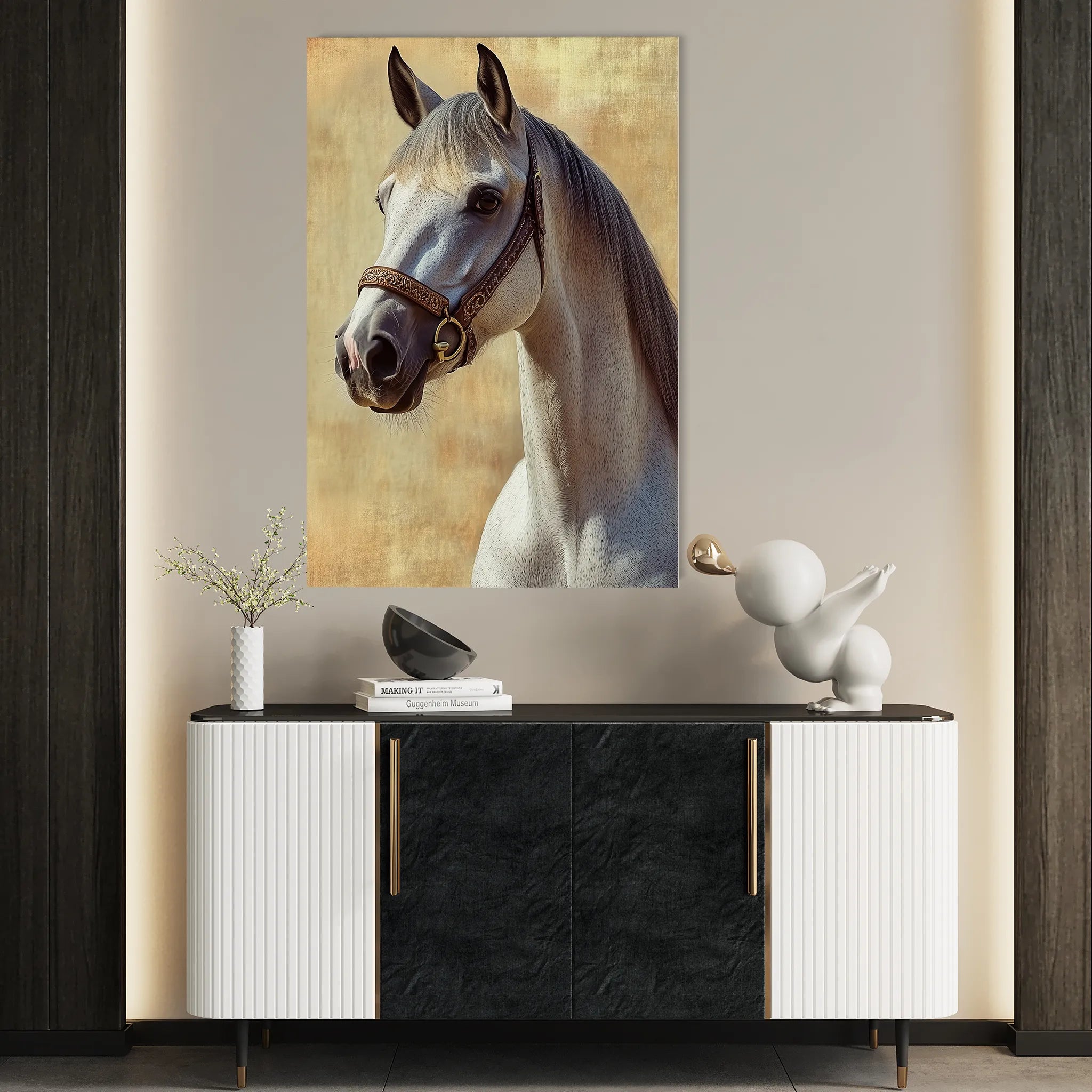 Horses 130 Canvas Art 60 x 40 cm / Black