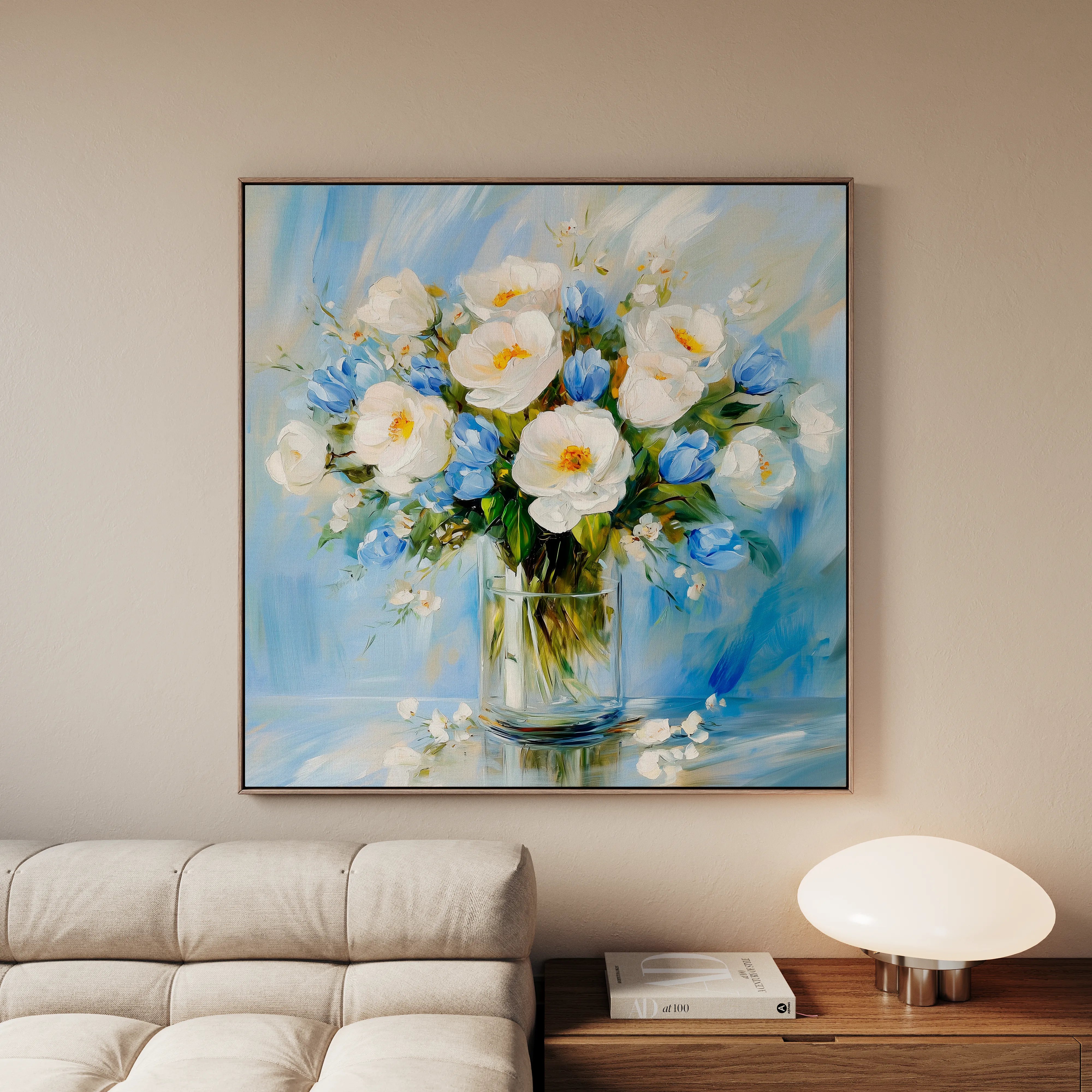 Floral 1300 Canvas Art 60 x 60 cm / Black