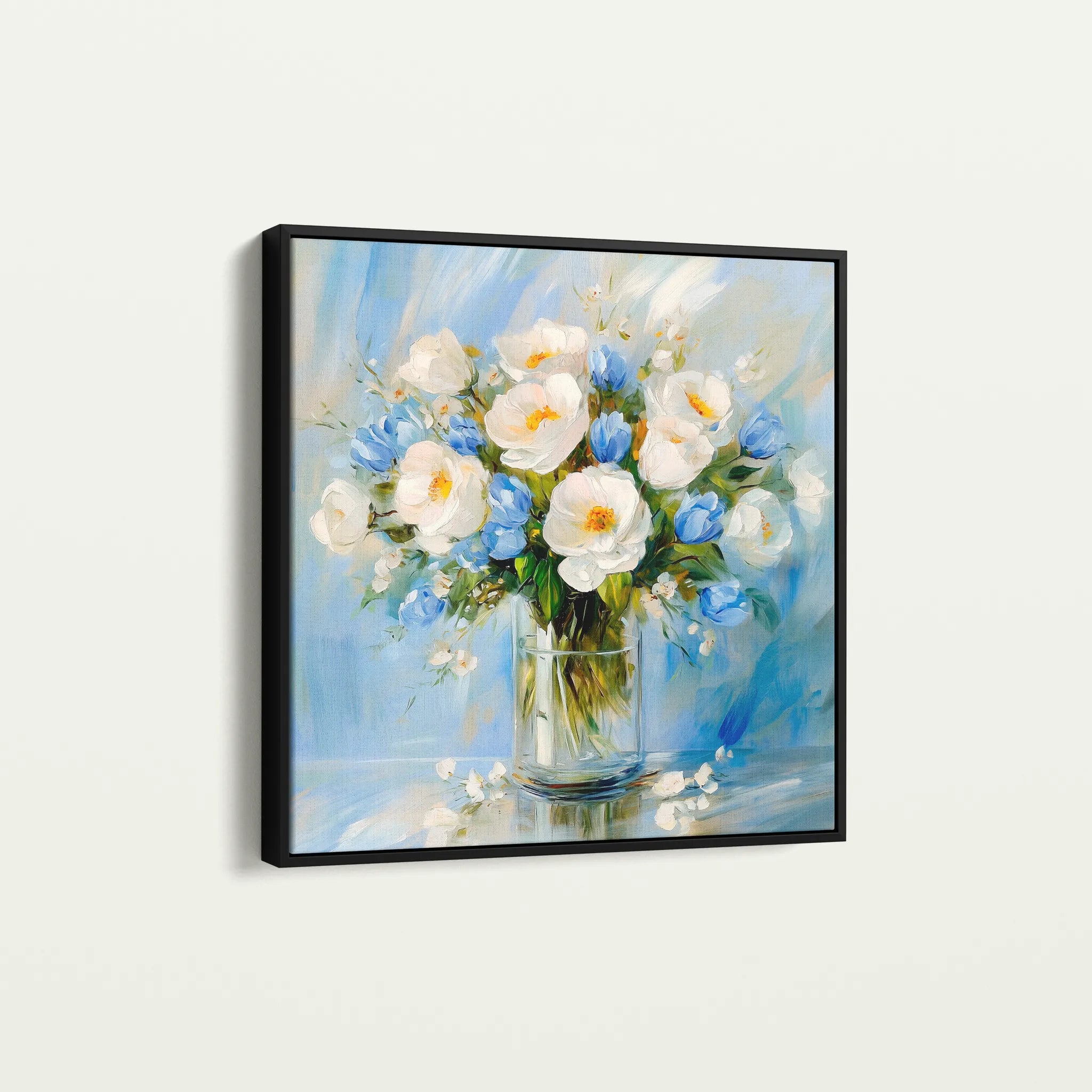 Floral 1300 Canvas Art 60 x 60 cm / Black