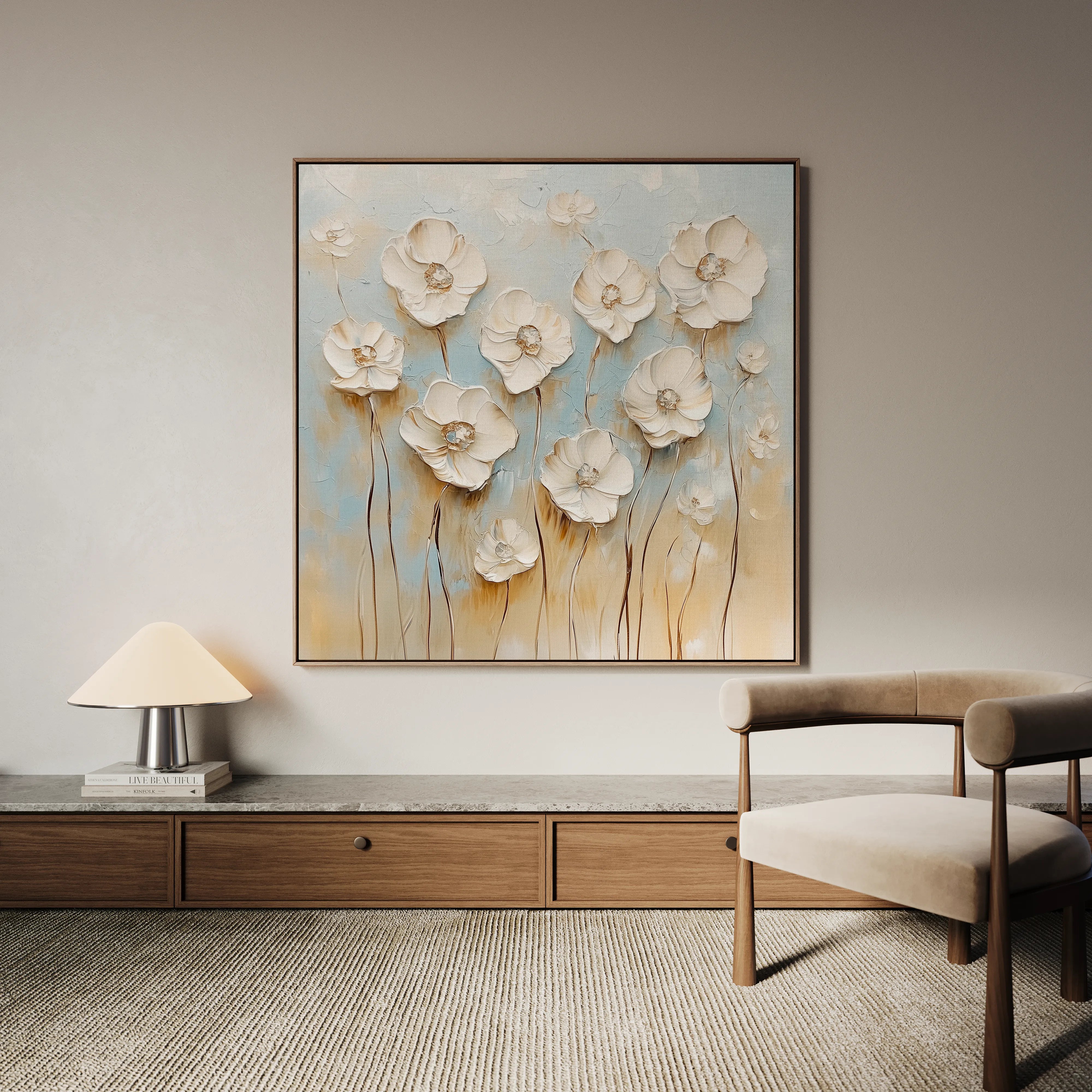 Floral 1305 Canvas Art 60 x 60 cm / Black
