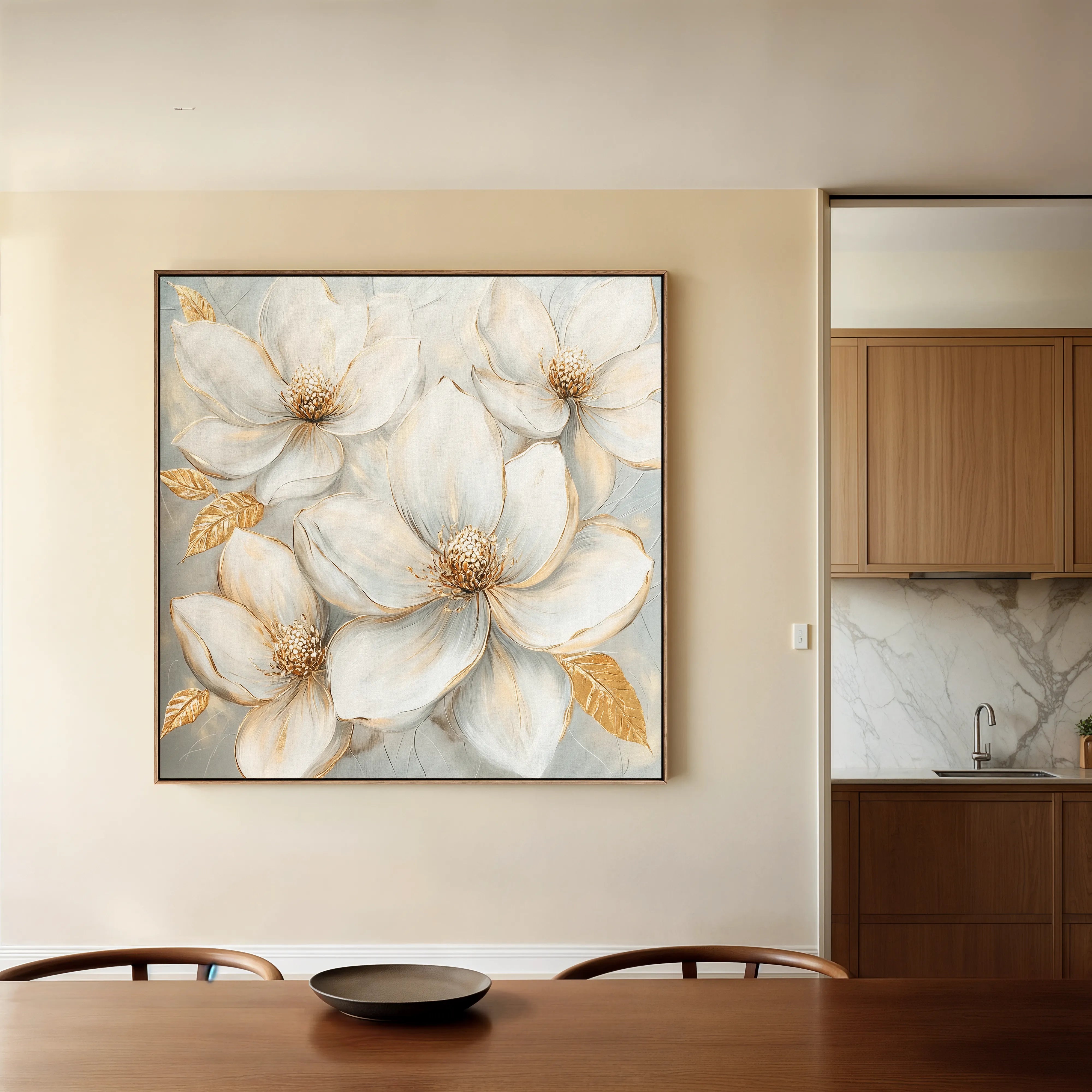 Floral 1310 Canvas Art 60 x 60 cm / Black