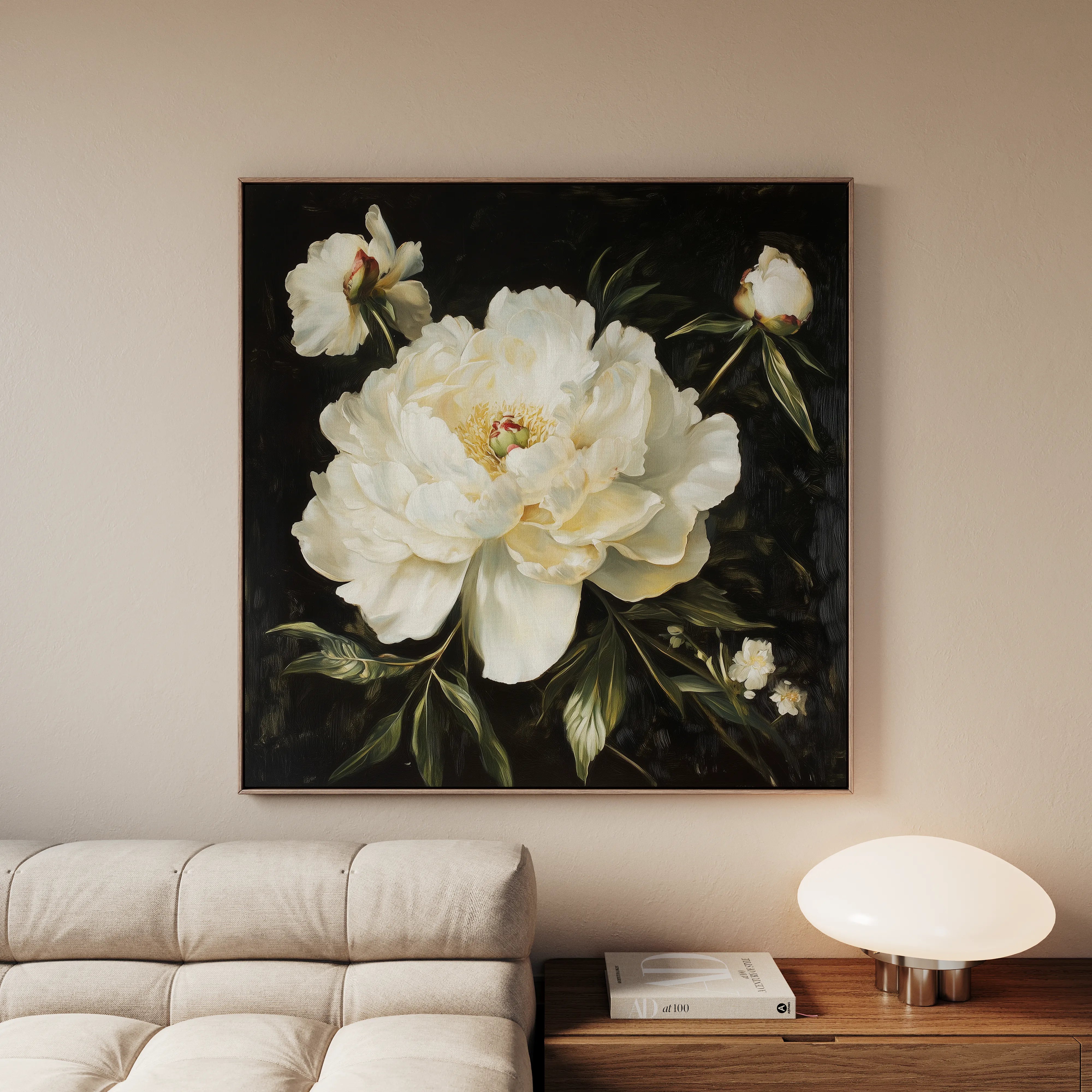 Floral 1314 Canvas Art 60 x 60 cm / Black