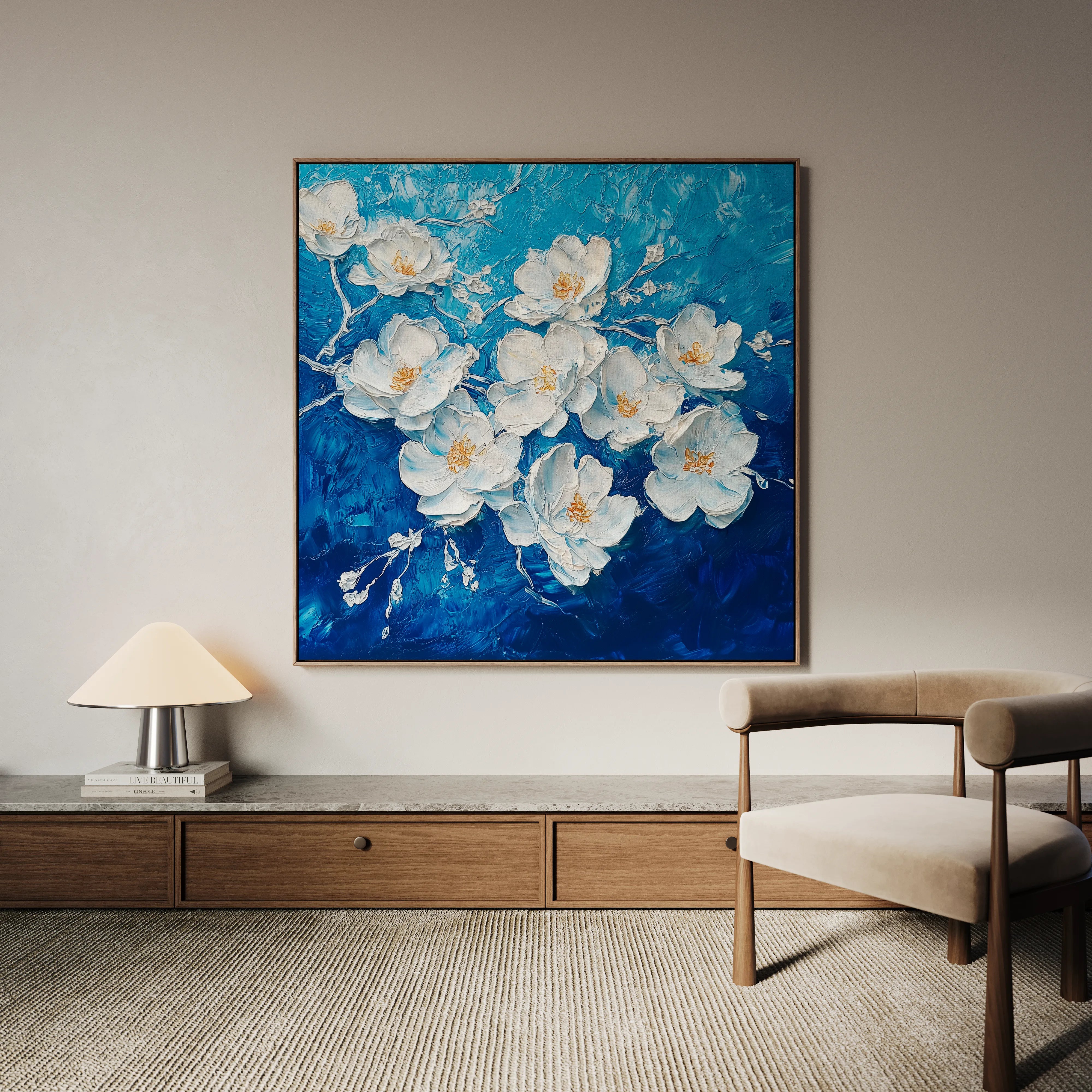 Floral 1316 Canvas Art 60 x 60 cm / Black