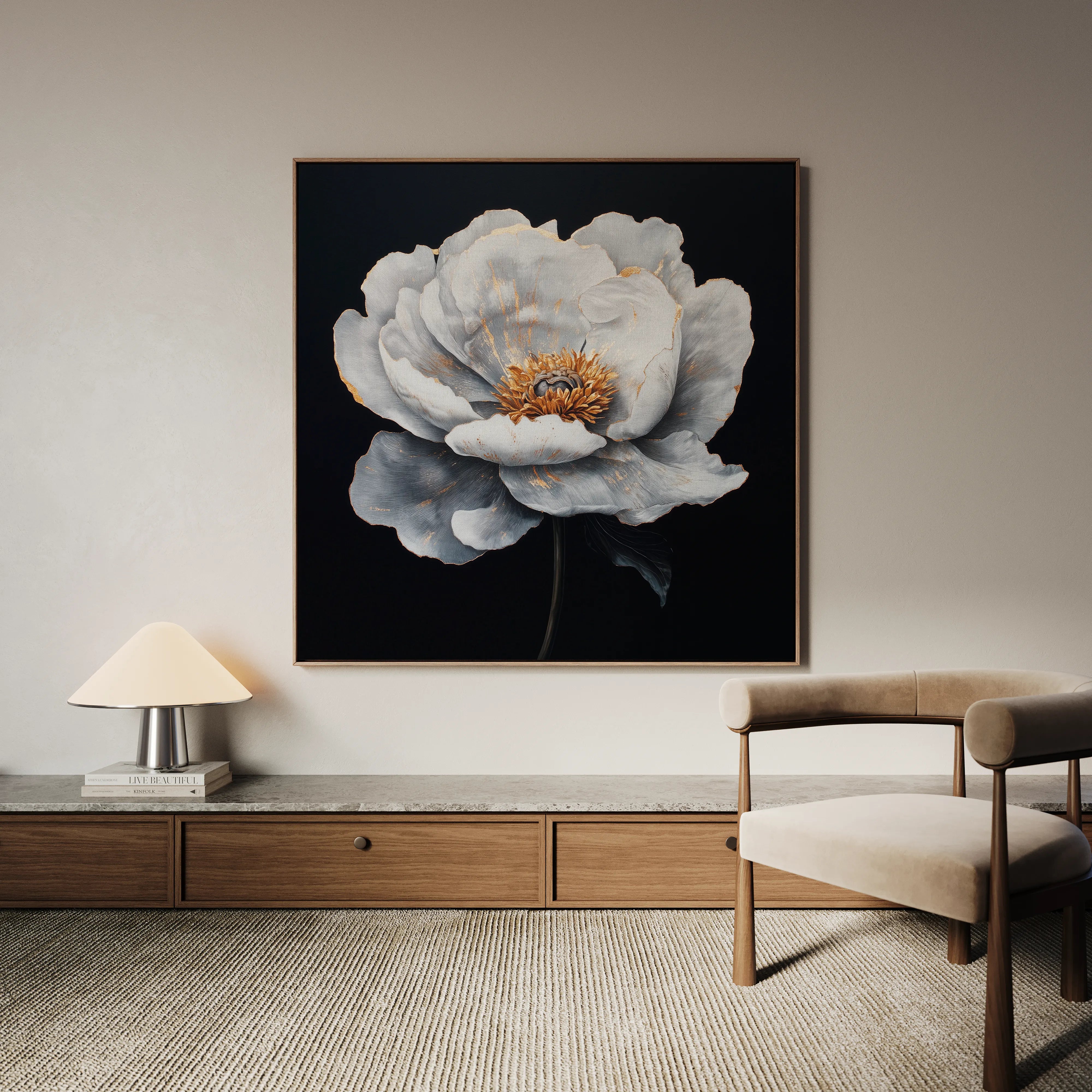 Floral 1319 Canvas Art 60 x 60 cm / Black