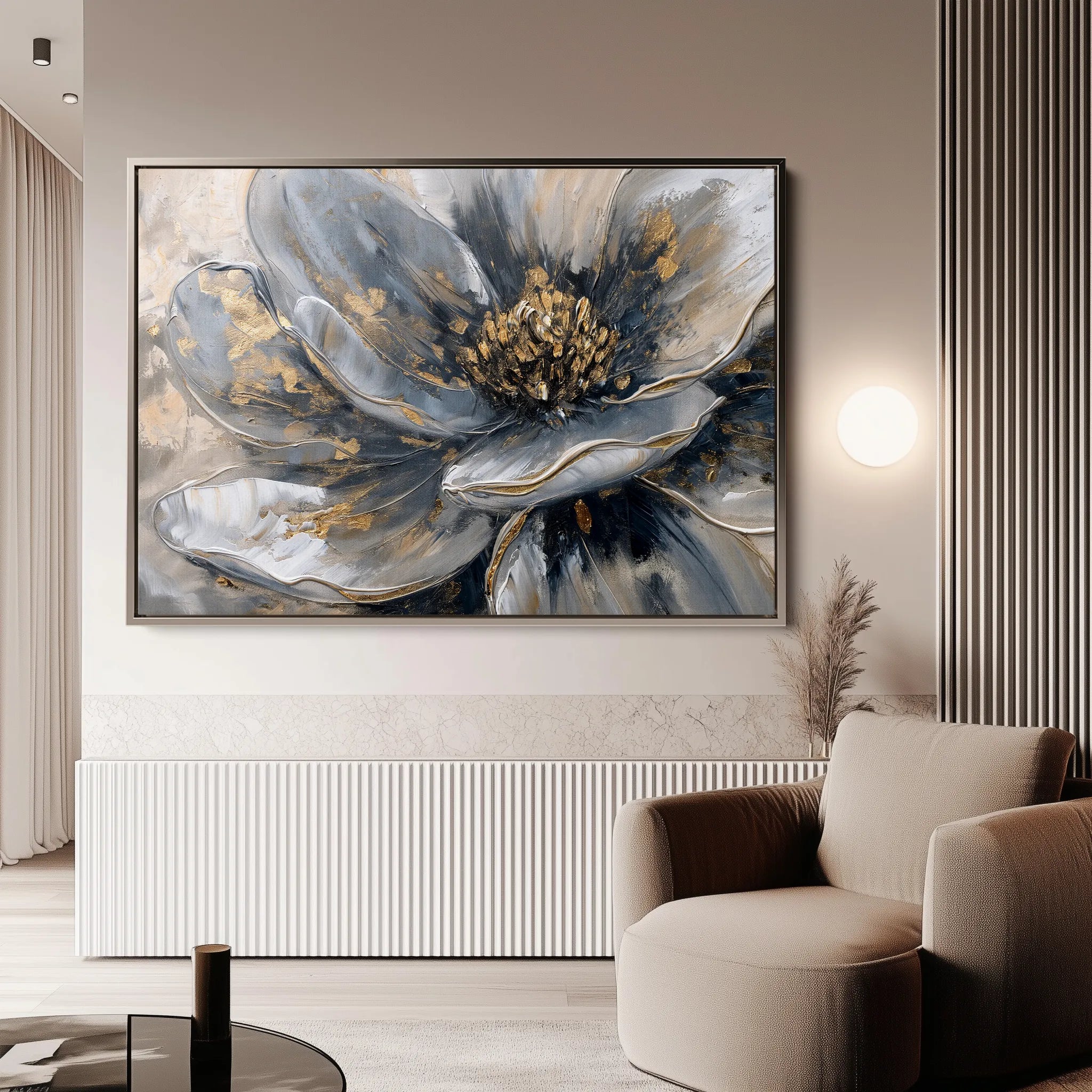 Floral 132 Canvas Art 60 x 40 cm / Black