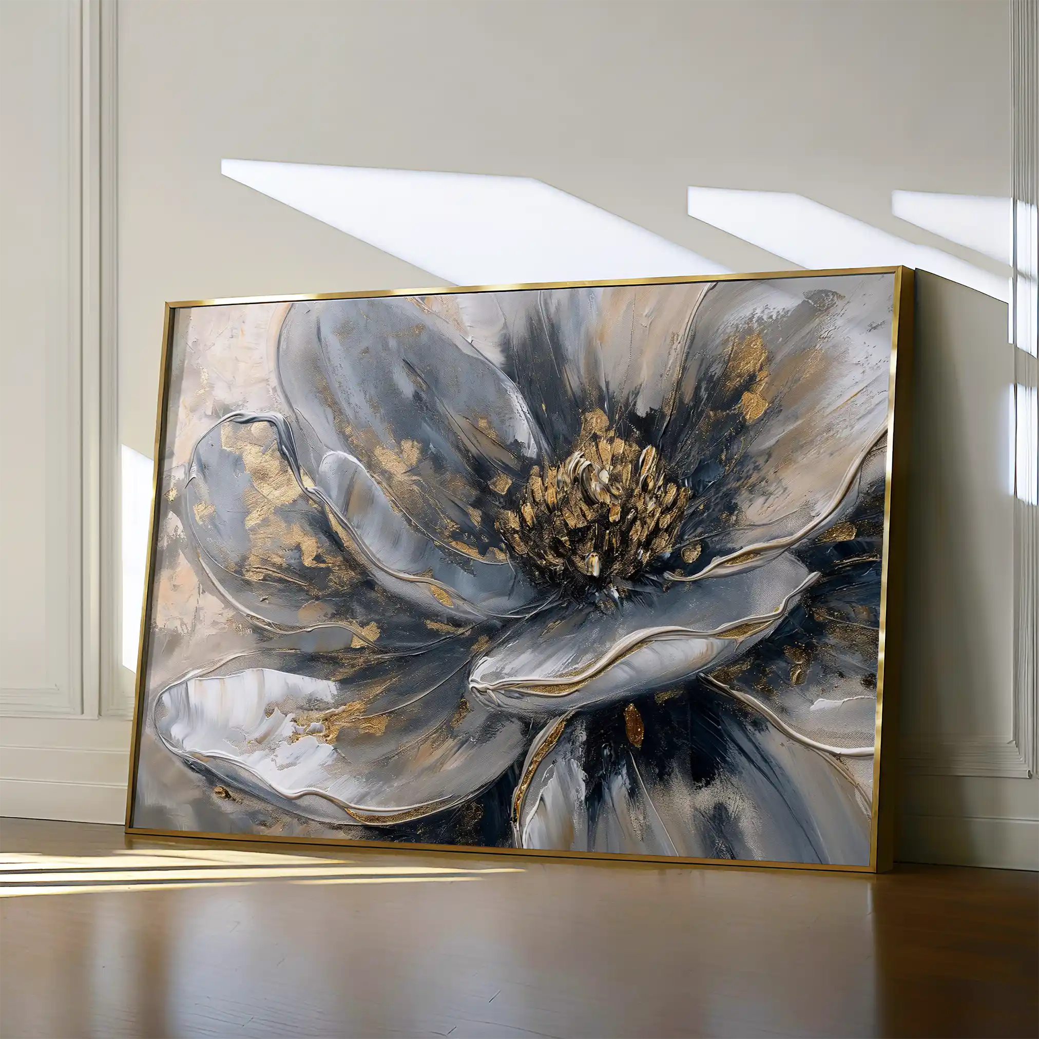 Floral 132 Canvas Art 60 x 40 cm / Black
