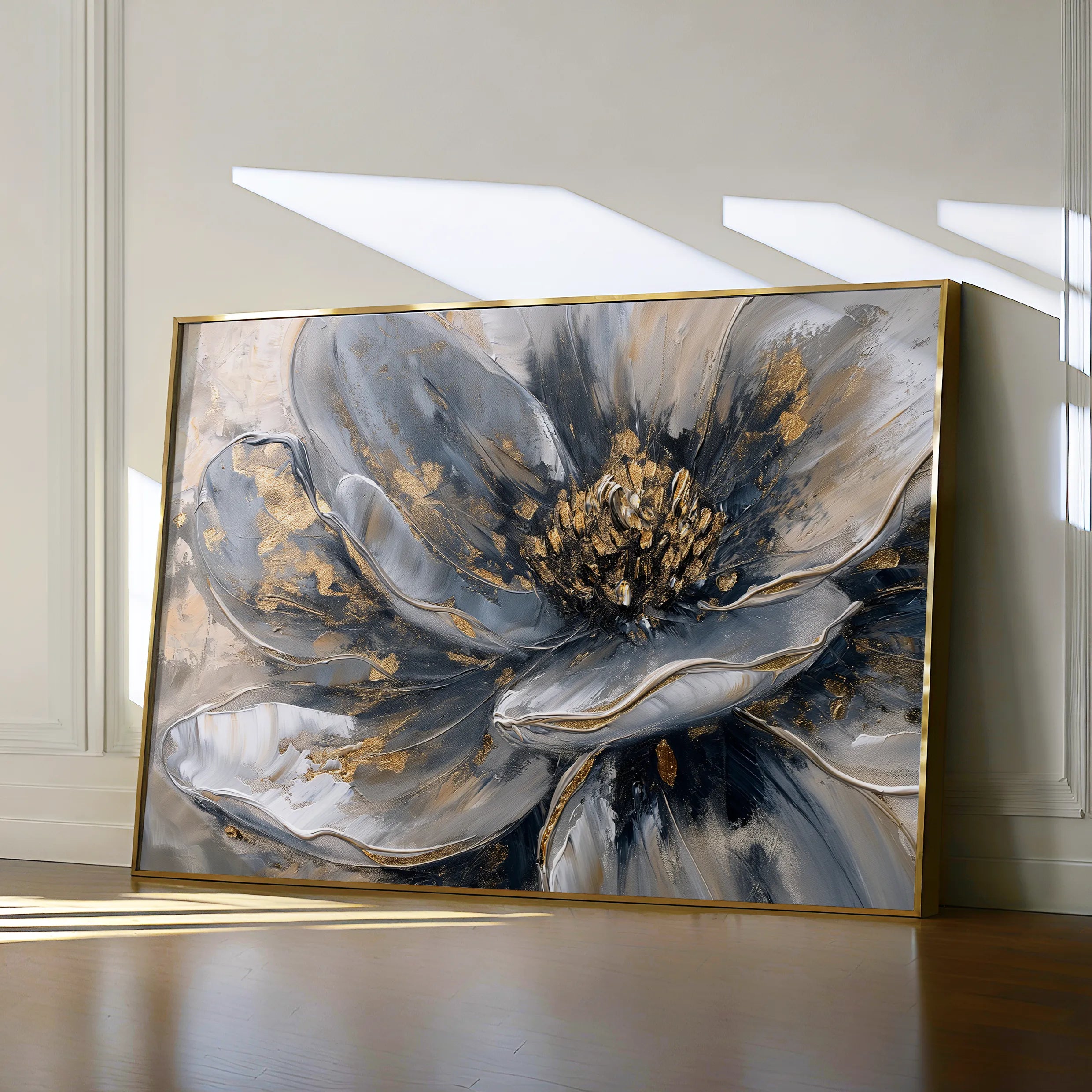 Floral 132 Canvas Art 60 x 40 cm / Black