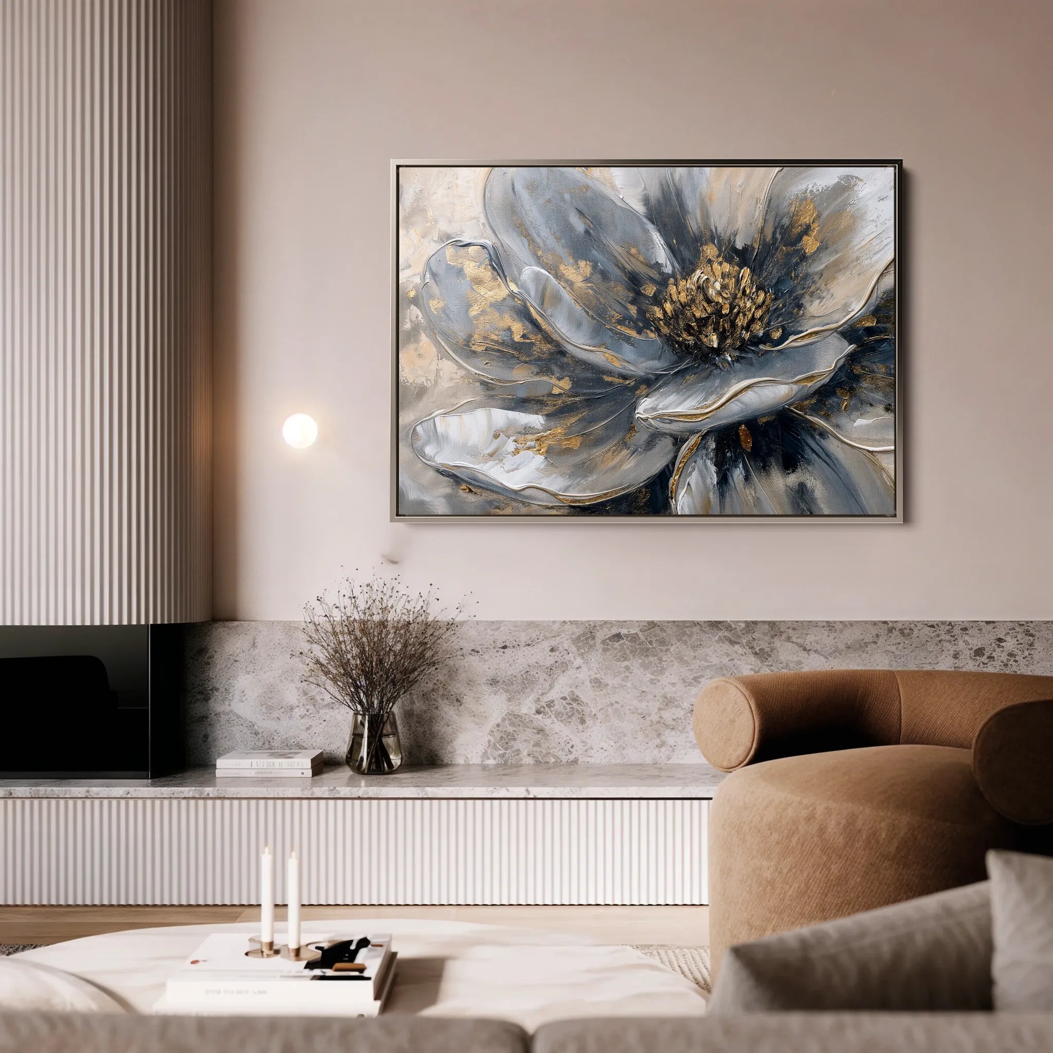 Floral 132 Canvas Art 60 x 40 cm / Black
