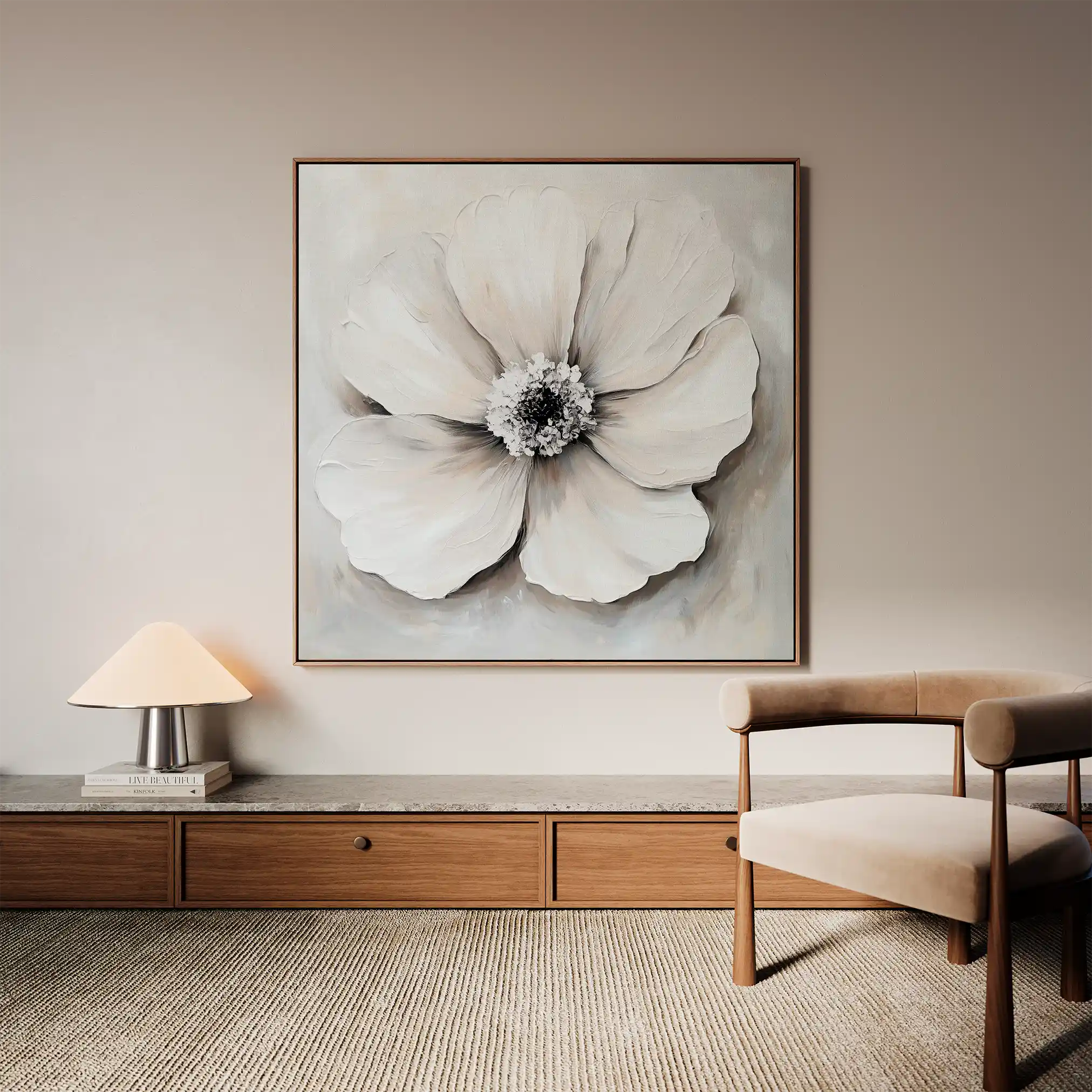 Floral 1323 Canvas Art 60 x 60 cm / Black
