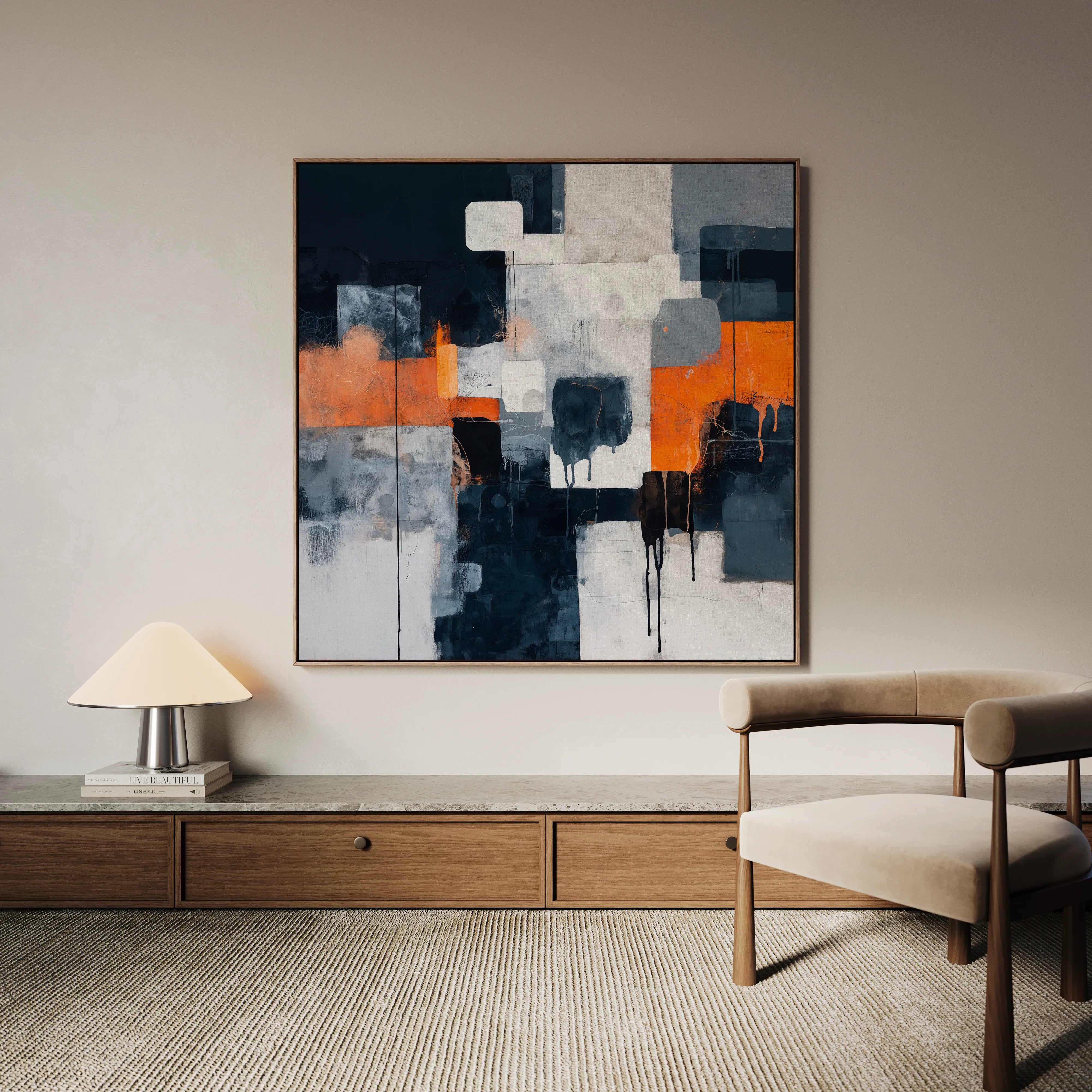 Abstract 1324 Canvas Art 60 x 60 cm / Black
