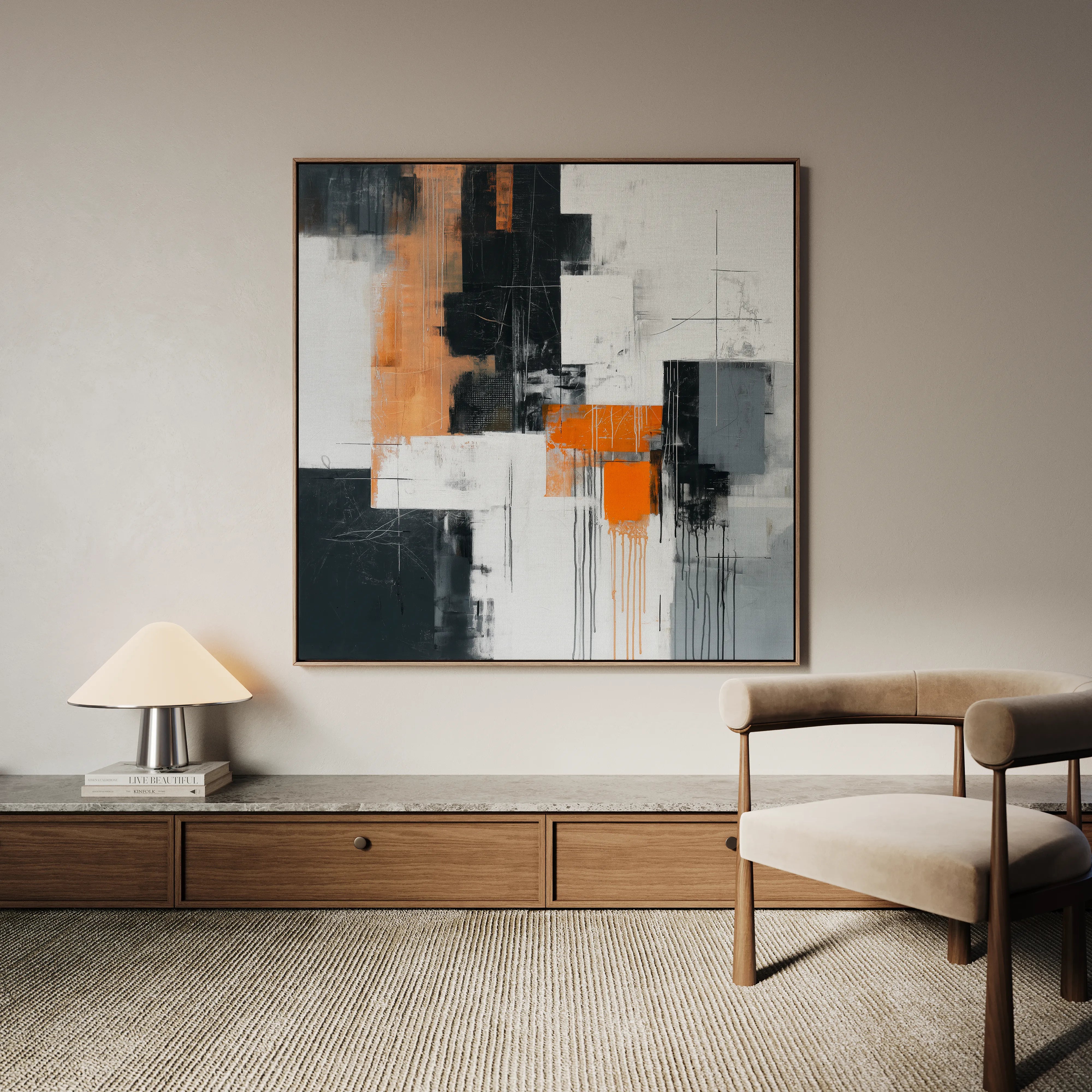 Abstract 1325 Canvas Art 60 x 60 cm / Black