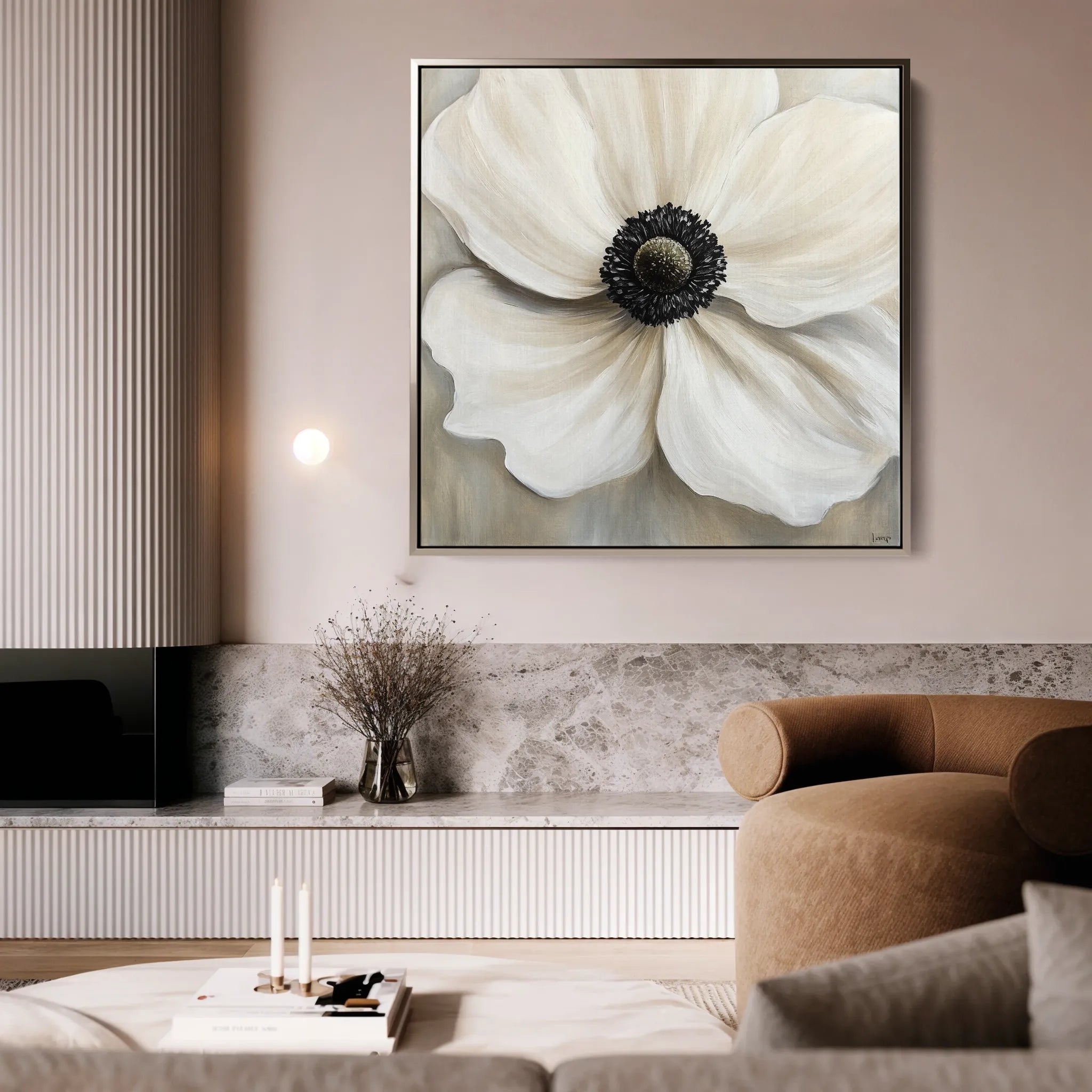 Floral 1325 Canvas Art 60 x 60 cm / Black