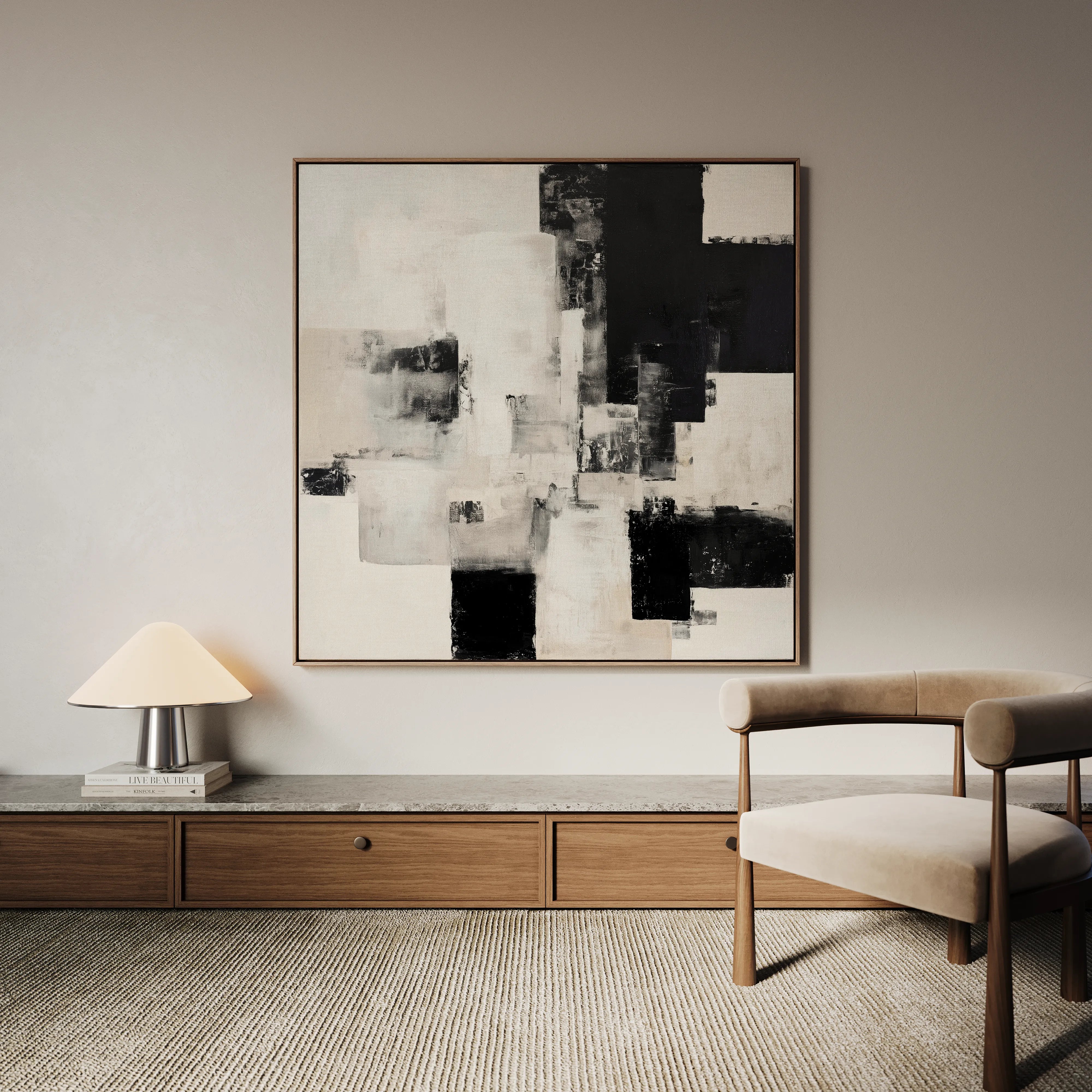 Abstract 1326 Canvas Art 60 x 60 cm / Black