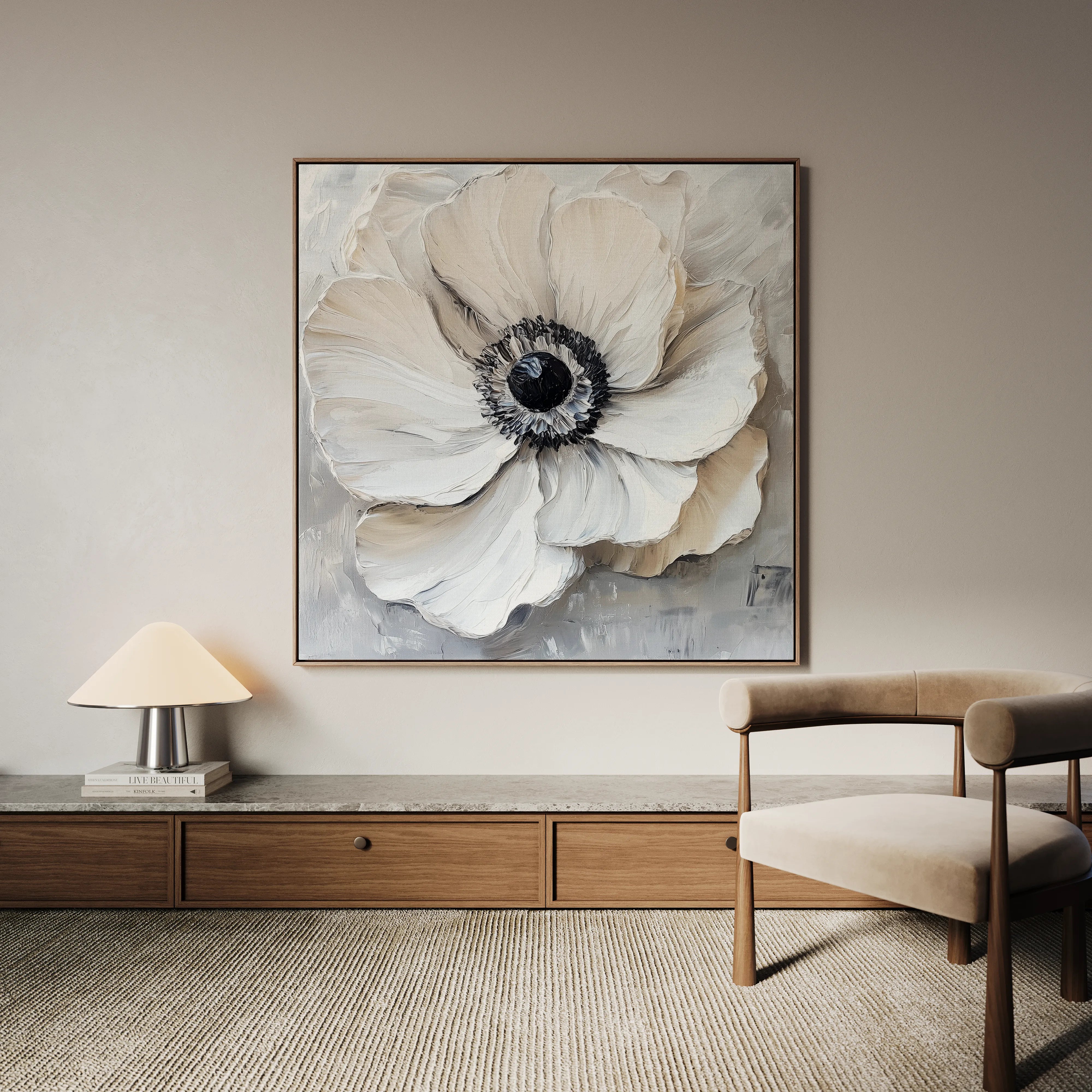 Floral 1326 Canvas Art 60 x 60 cm / Black