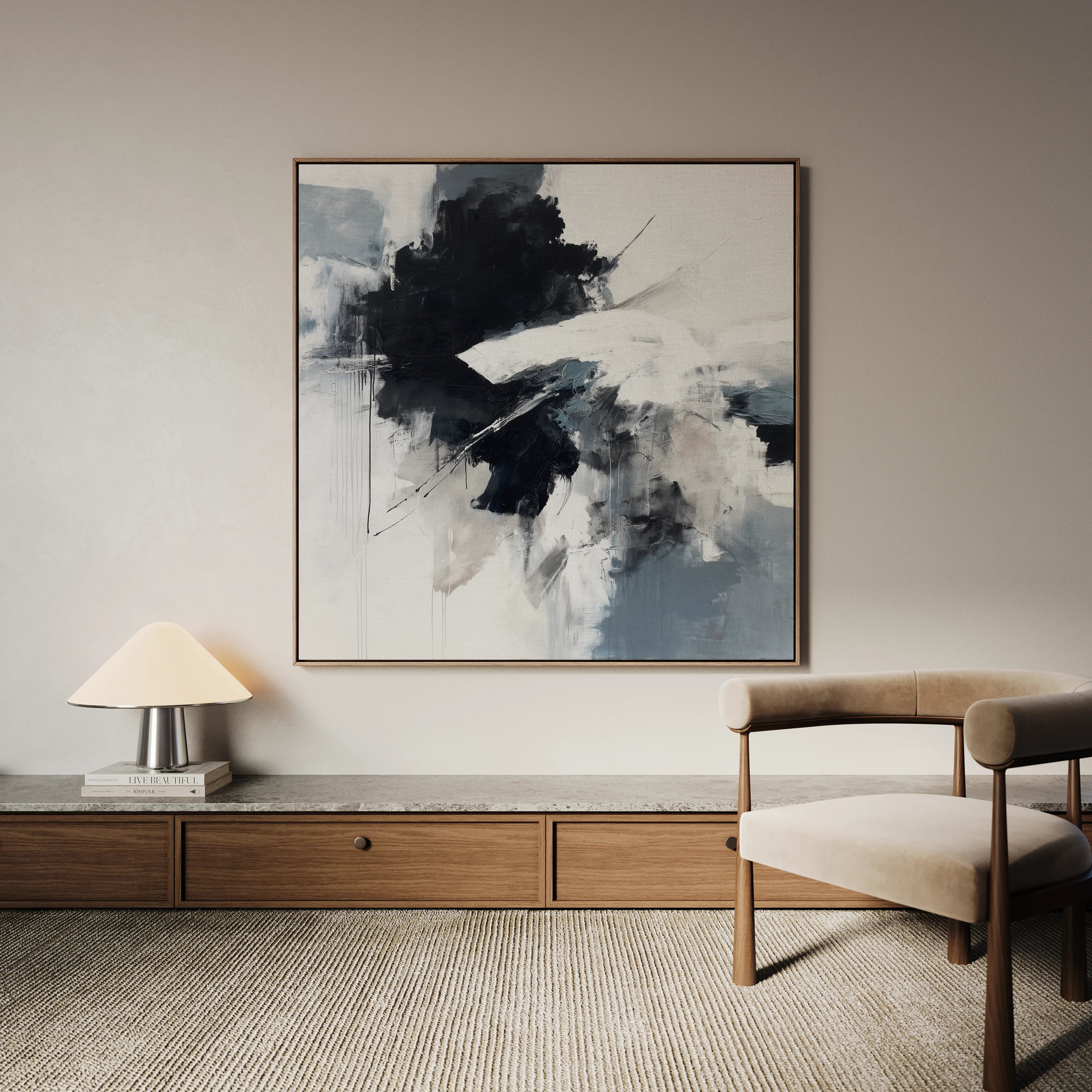 Abstract 1328 Canvas Art 60 x 60 cm / Black