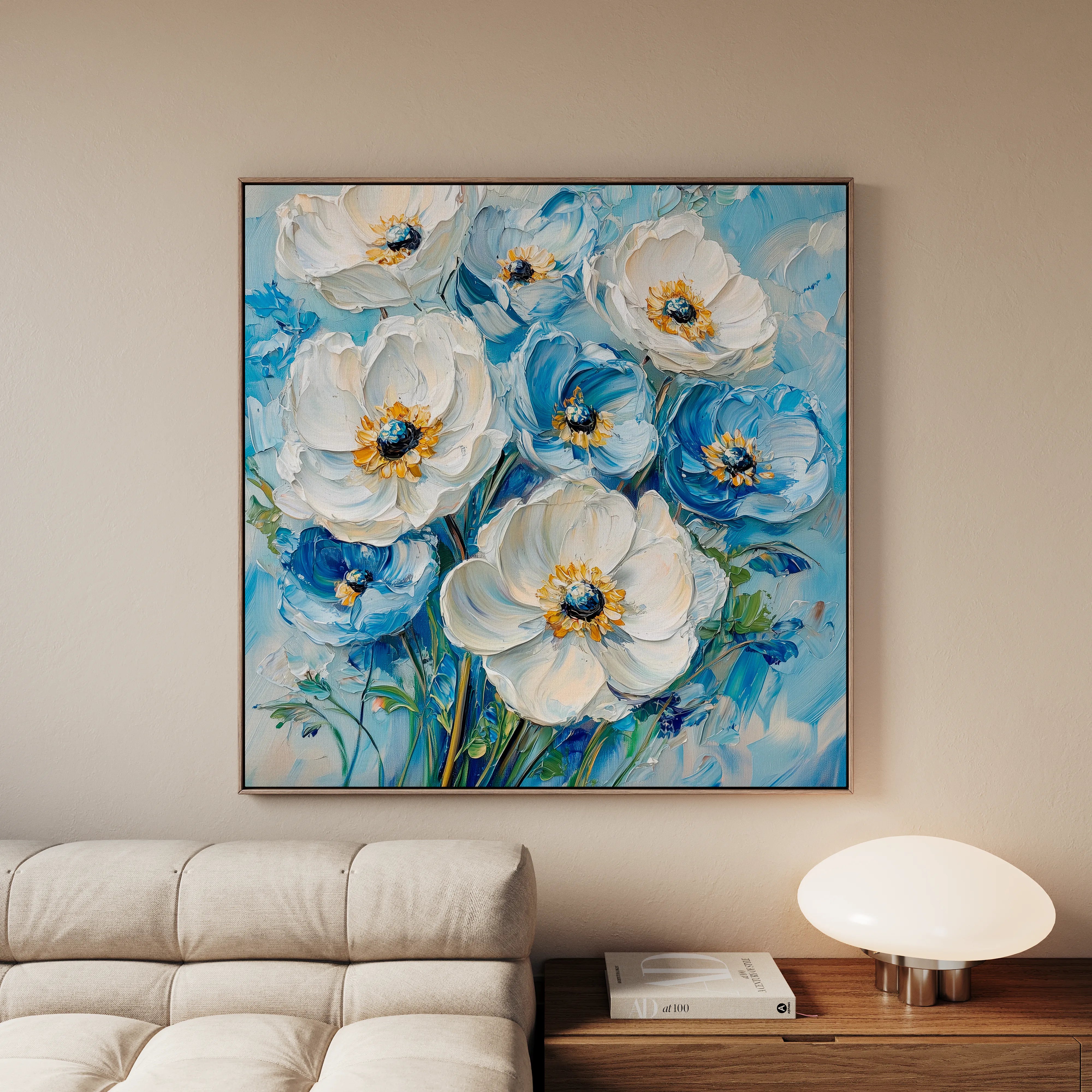 Floral 1329 Canvas Art 60 x 60 cm / Black