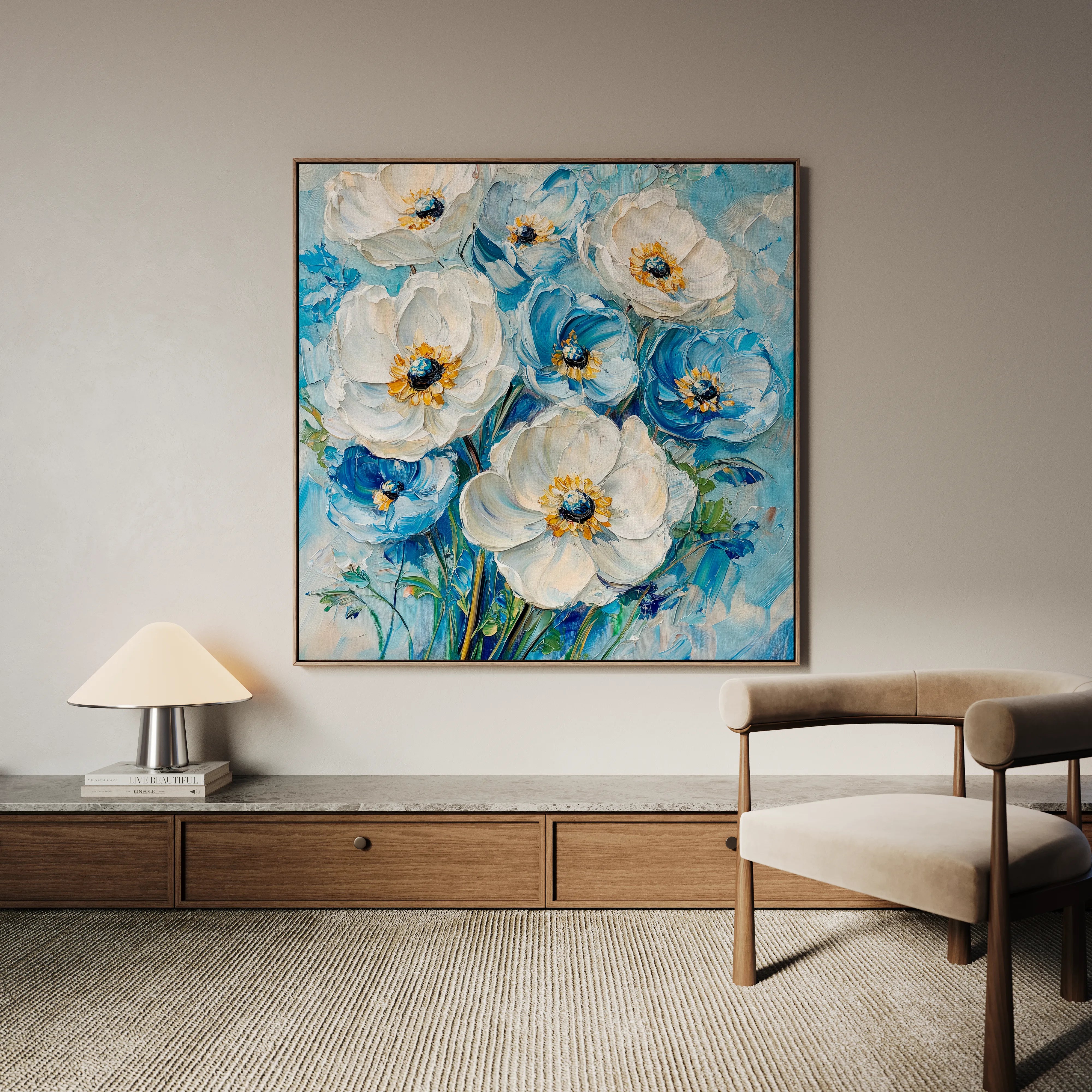 Floral 1329 Canvas Art 60 x 60 cm / Black
